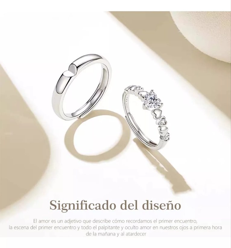 Foto 3 pulgar | 2 Anillos De Promesa Xtellar Ajustables Color Plata