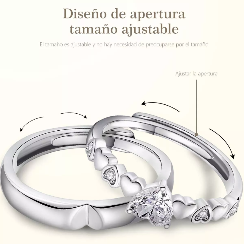 Foto 4 pulgar | 2 Anillos De Promesa Xtellar Ajustables Color Plata