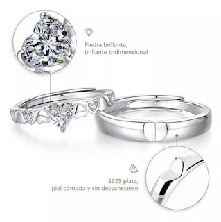 Foto 4 | 2 Anillos De Promesa Xtellar Ajustables Color Plata