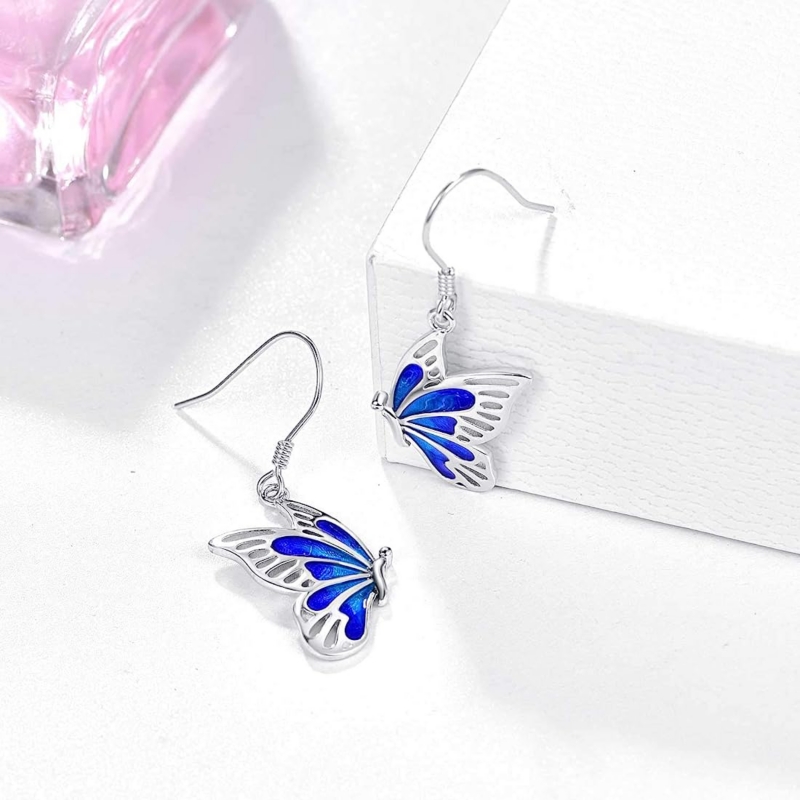 Foto 2 | Pendientes De Plata 925 Con Forma De Mariposa Para Mujeres, Niñas Y Adolescentes - Venta Internacional.