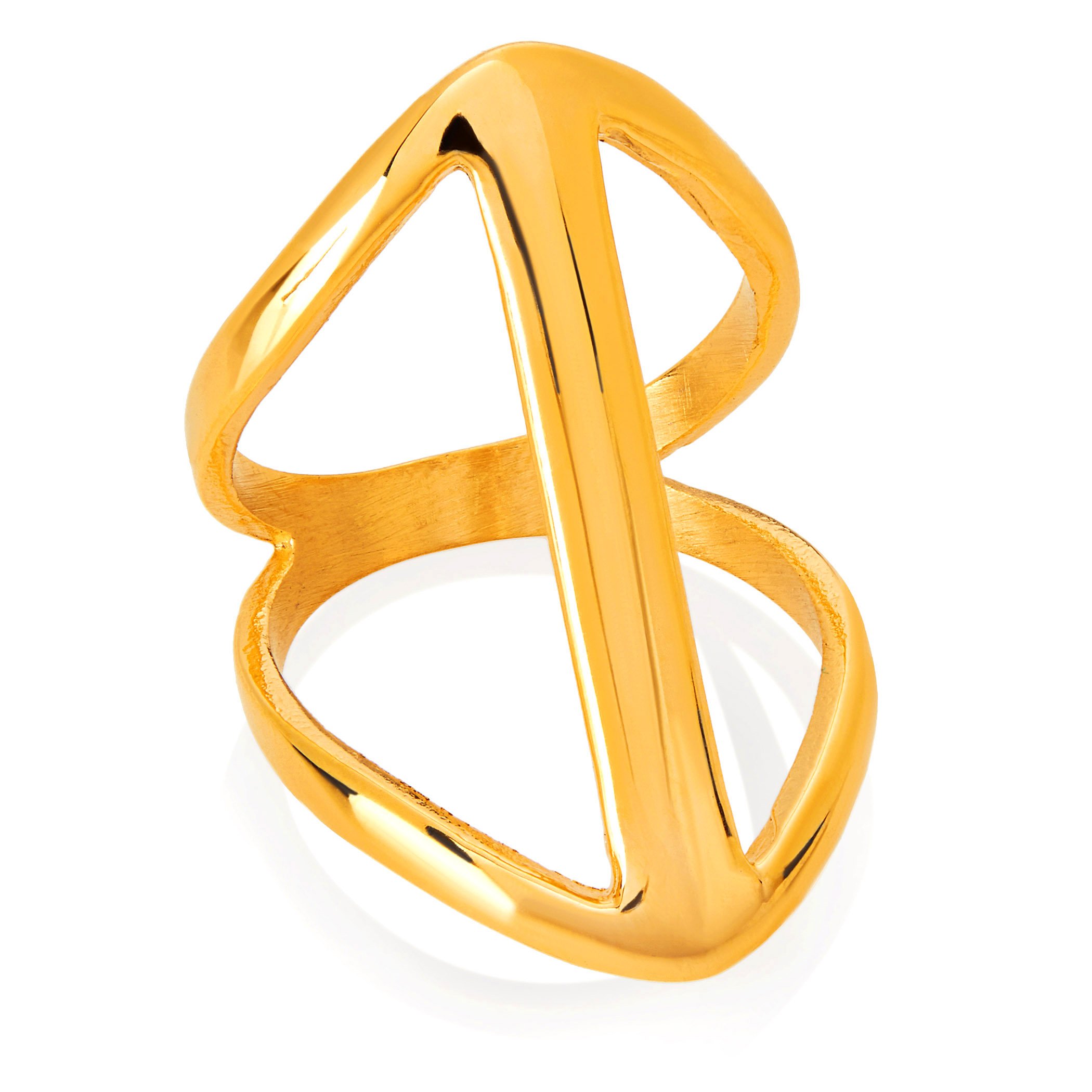 Foto 2 pulgar | Anillo West Coast Jewelry Elya De Acero Inoxidable Chapado En Oro - Venta Internacional.