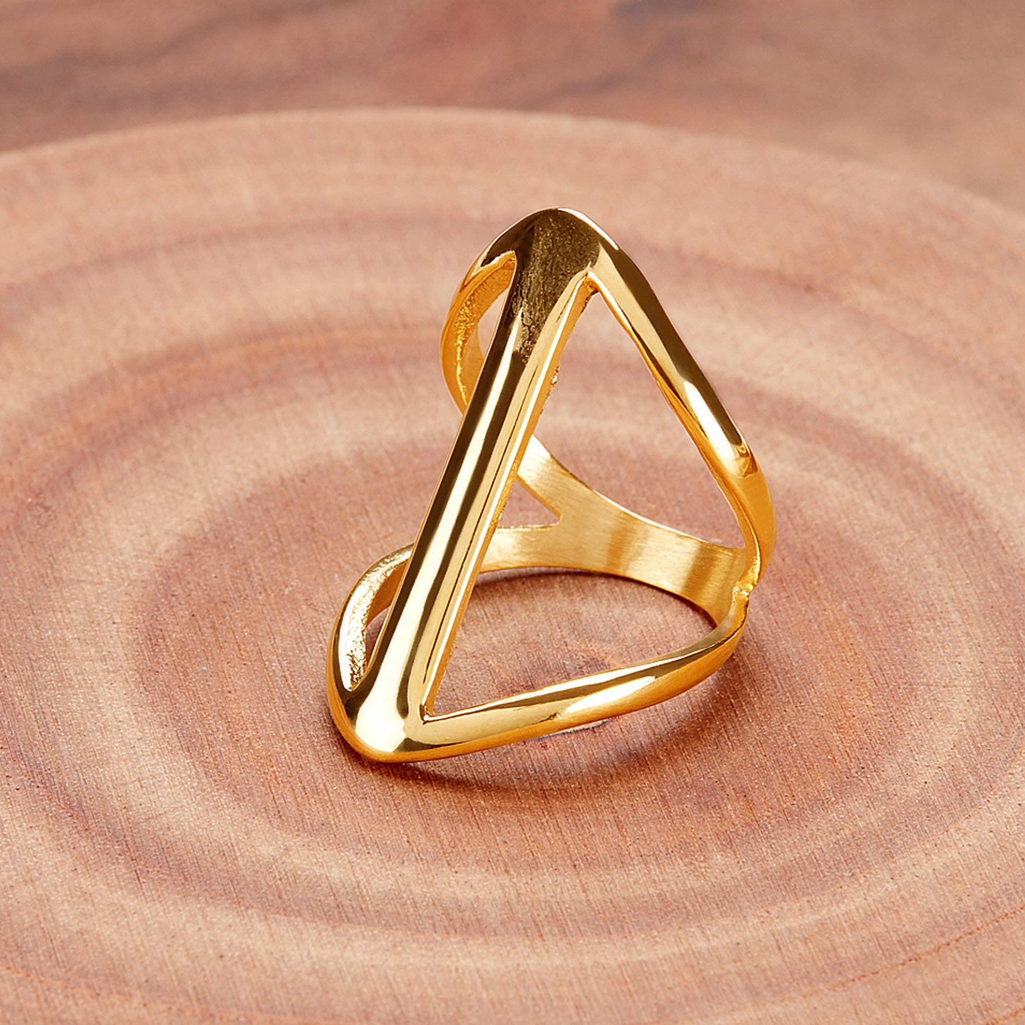 Foto 5 pulgar | Anillo West Coast Jewelry Elya De Acero Inoxidable Chapado En Oro - Venta Internacional.