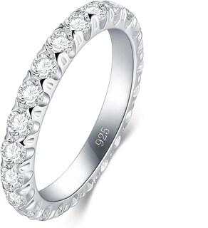 Foto 1 | Xtellar Anillo De Plata De Ley Con Circonita Cúbica, Elegante Banda De Plata De Ley De 3 Mm