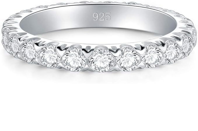 Foto 3 pulgar | Xtellar Anillo De Plata De Ley Con Circonita Cúbica, Elegante Banda De Plata De Ley De 3 Mm