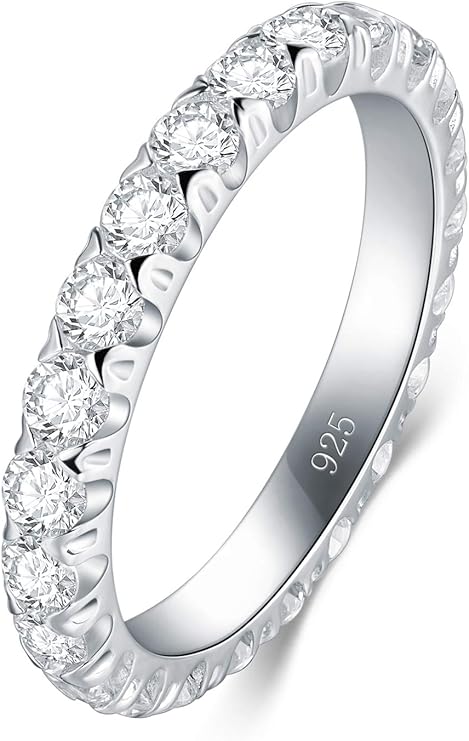 Foto 1 | Xtellar Anillo De Plata De Ley Con Circonita Cúbica, Elegante Banda De Plata De Ley De 3 Mm