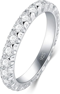 Foto 1 | Xtellar Anillo De Plata De Ley Con Circonita Cúbica, Elegante Banda De Plata De Ley De 3 Mm