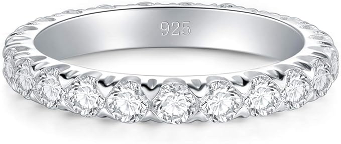 Foto 3 pulgar | Xtellar Anillo De Plata De Ley Con Circonita Cúbica, Elegante Banda De Plata De Ley De 3 Mm