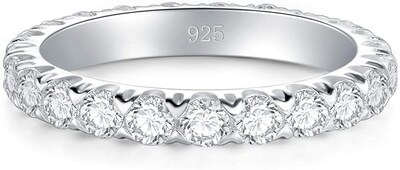 Foto 2 | Xtellar Anillo De Plata De Ley Con Circonita Cúbica, Elegante Banda De Plata De Ley De 3 Mm
