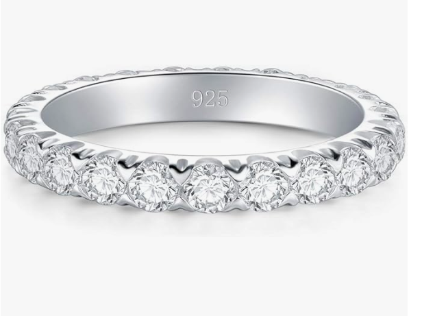 Foto 3 pulgar | Xtellar Anillo De Plata De Ley Con Circonita Cúbica, Elegante Banda De Plata De Ley De 3 Mm