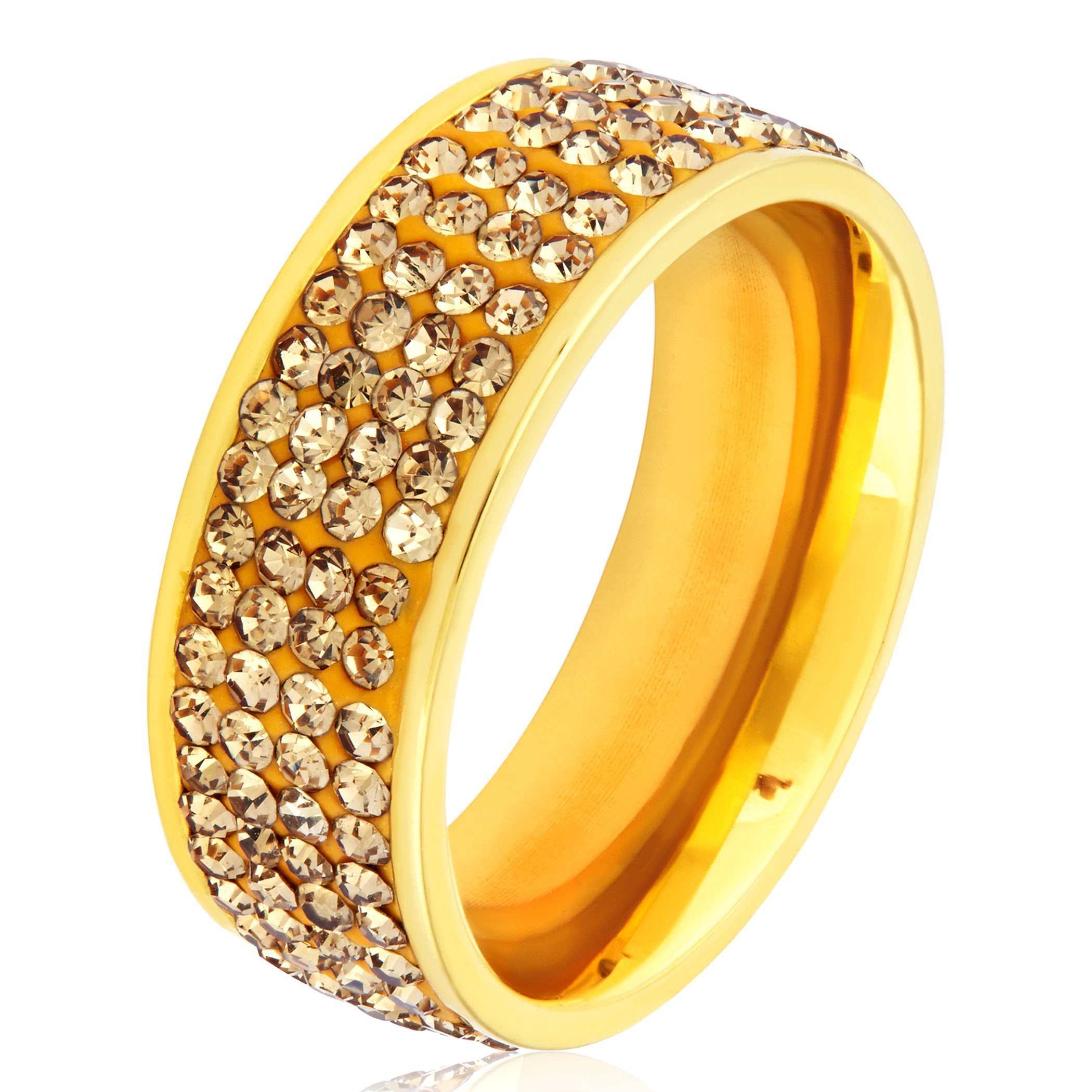 Foto 2 pulgar | Anillo West Coast Jewelry Elya De Acero Chapado En Oro Para Mujer - Venta Internacional.