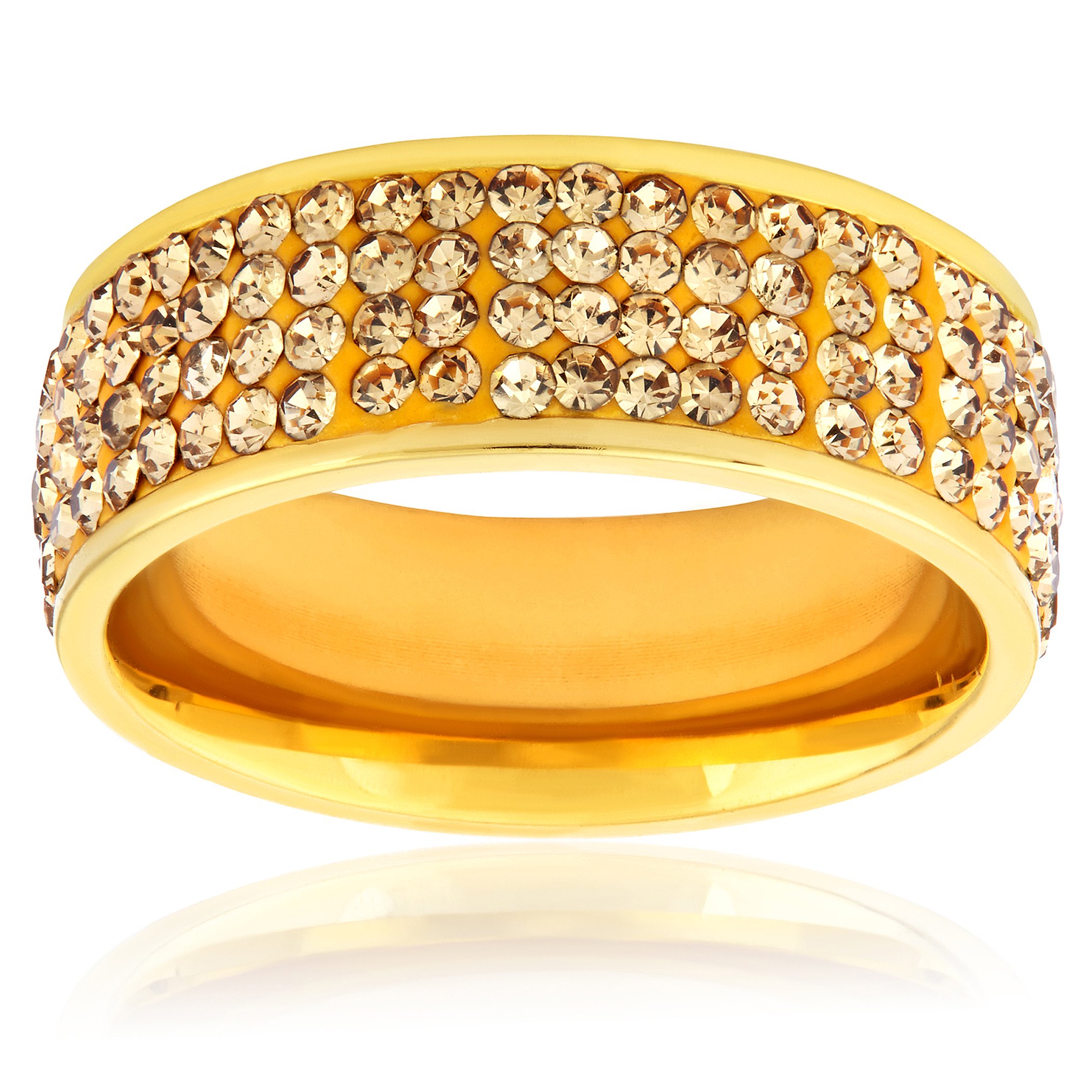 Foto 2 | Anillo West Coast Jewelry Elya De Acero Chapado En Oro Para Mujer - Venta Internacional.