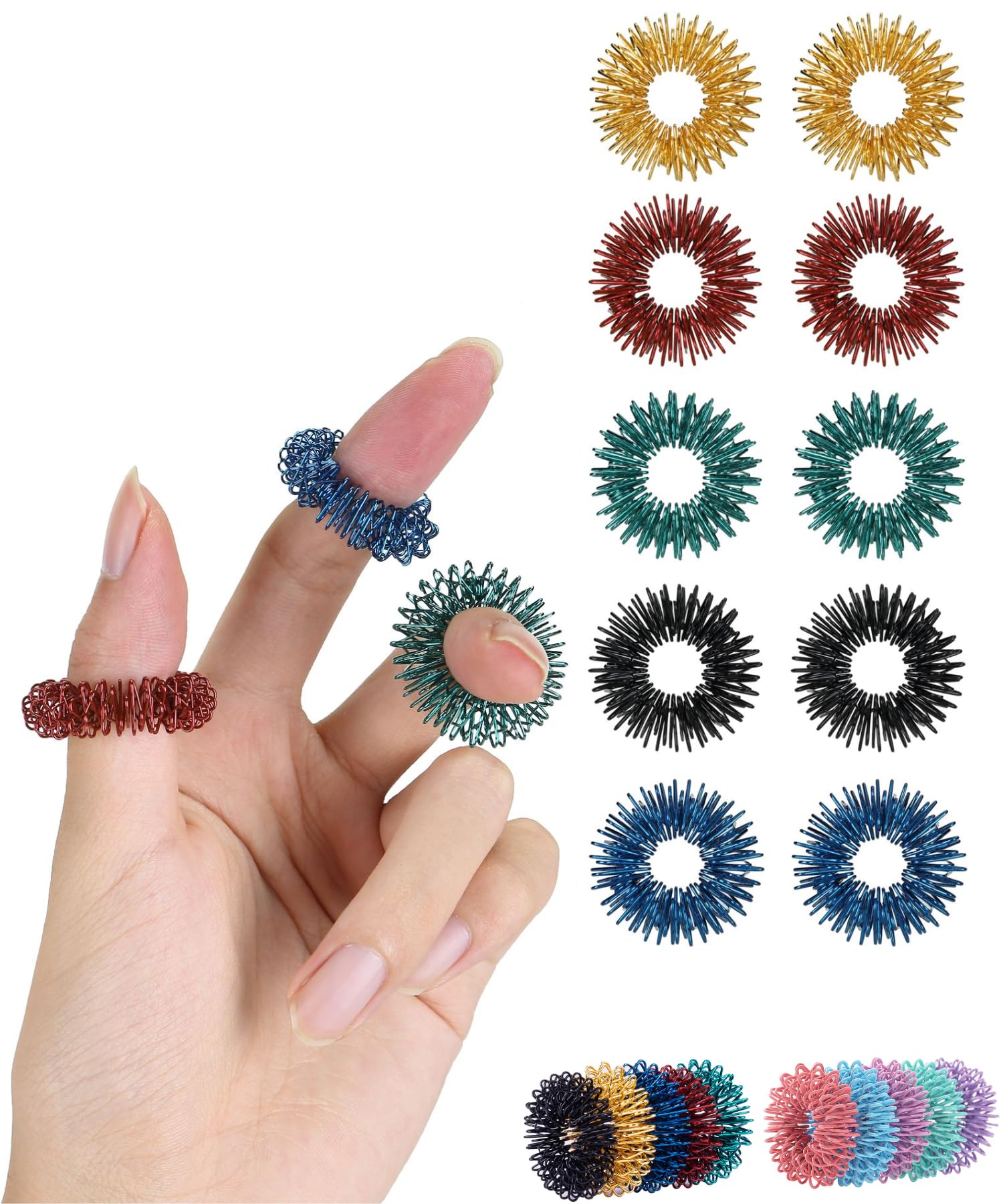 Foto 1 | Set De 10 Anillos Sensoriales Con Forma De Punta Para Aliviar El Estrés, Con Forma De Bolígrafo - Venta Internacional.