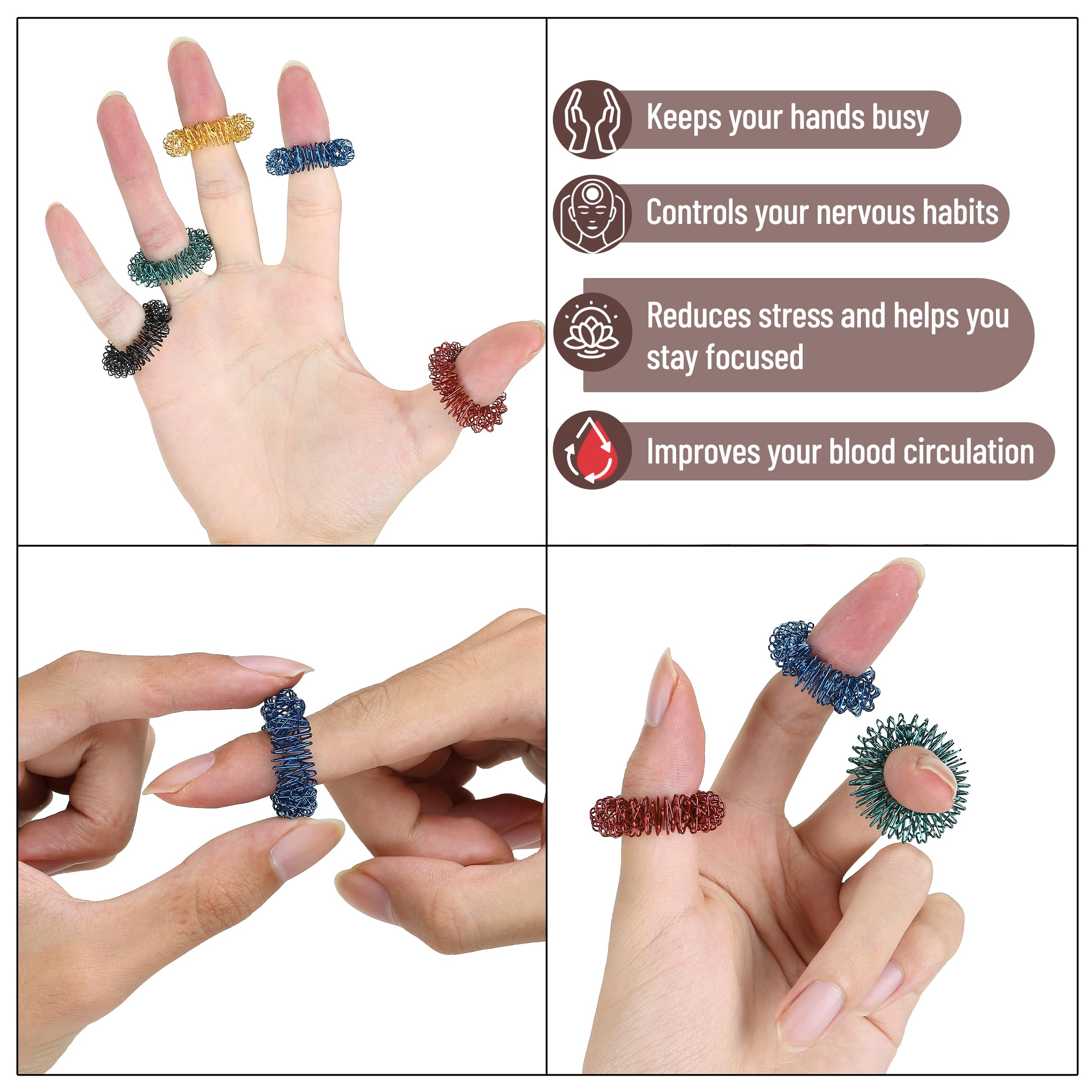 Foto 4 | Set De 10 Anillos Sensoriales Con Forma De Punta Para Aliviar El Estrés, Con Forma De Bolígrafo - Venta Internacional.