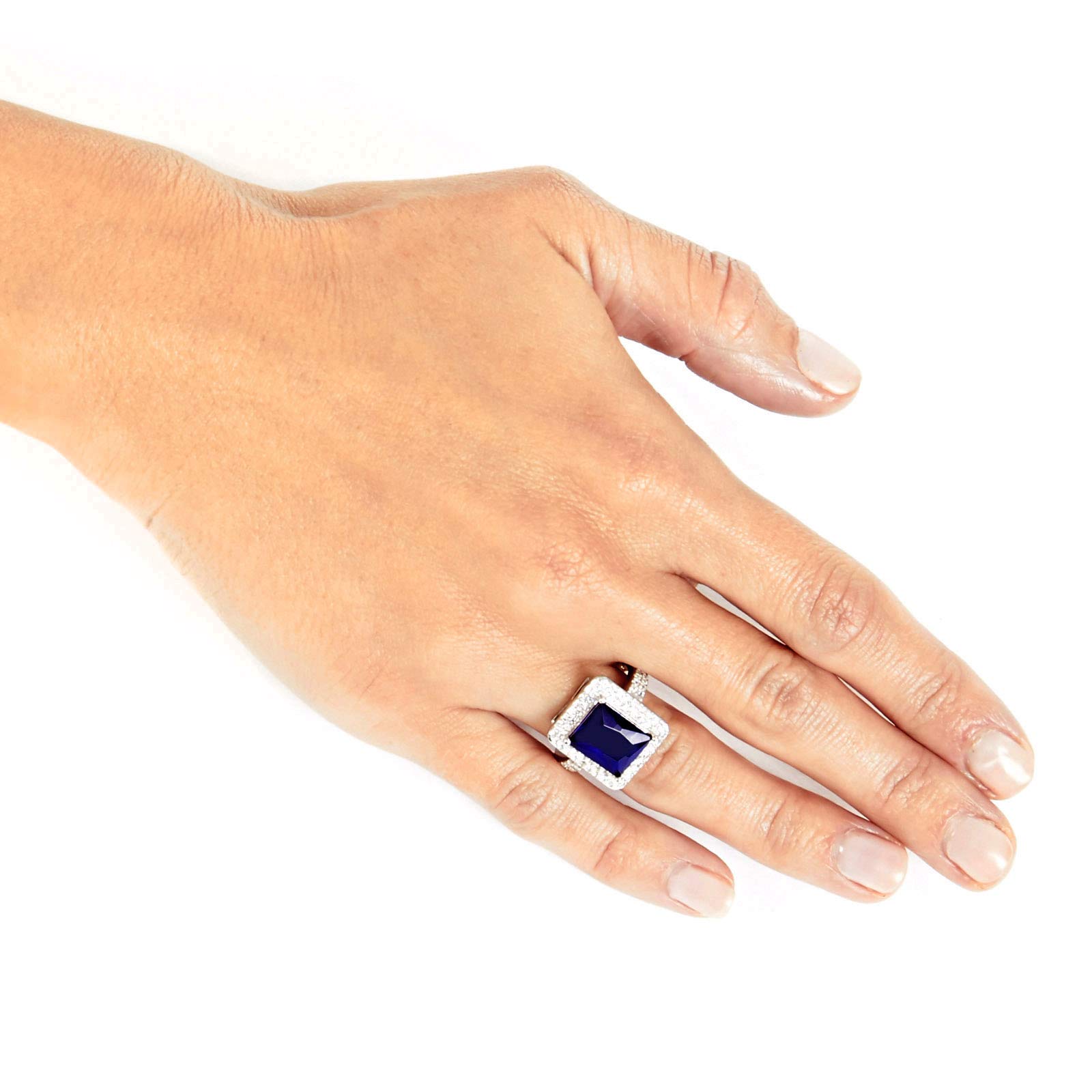 Foto 5 pulgar | Anillo De Plata De Ley 925 Con Circonita Cúbica Azul Montana De West Coast Jewelry - Venta Internacional.
