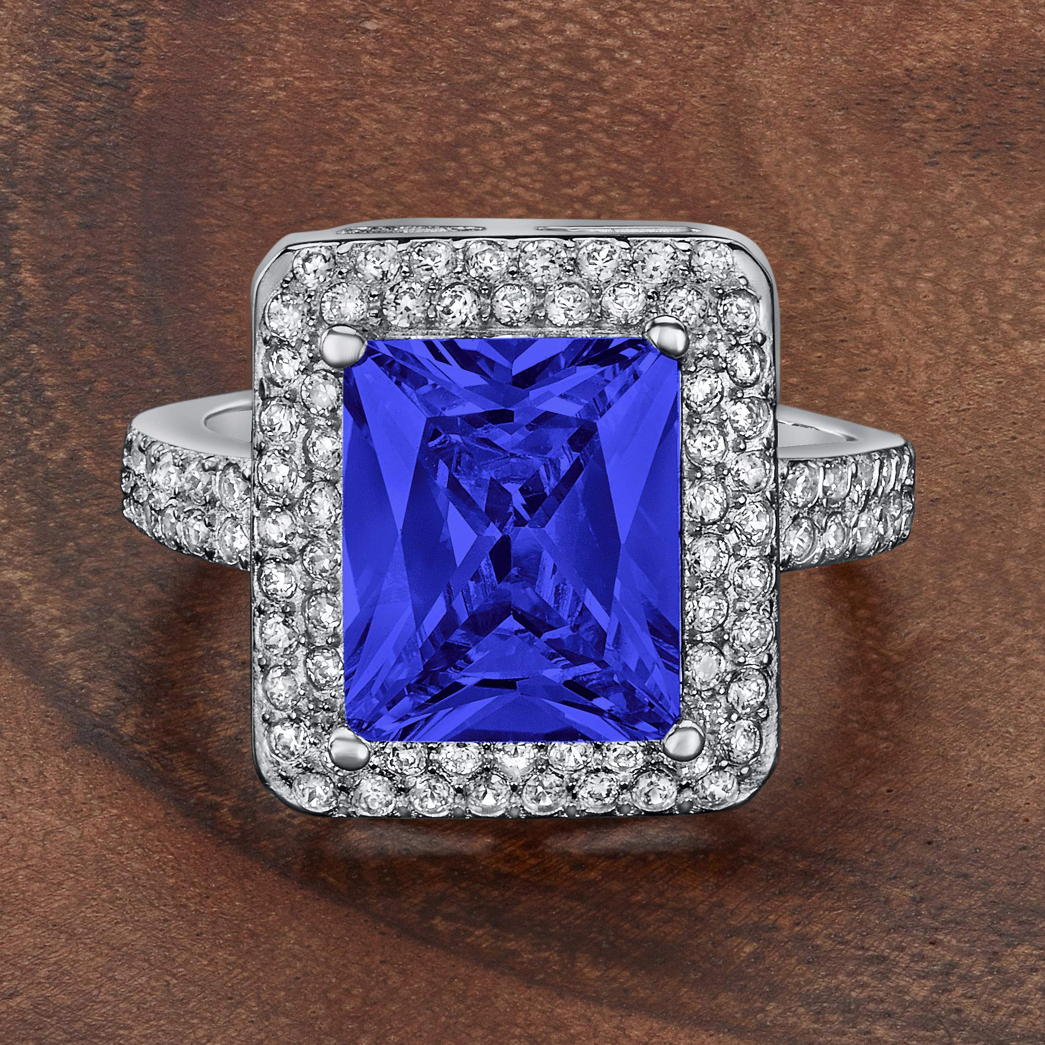 Foto 5 | Anillo De Plata De Ley 925 Con Circonita Cúbica Azul Montana De West Coast Jewelry - Venta Internacional.