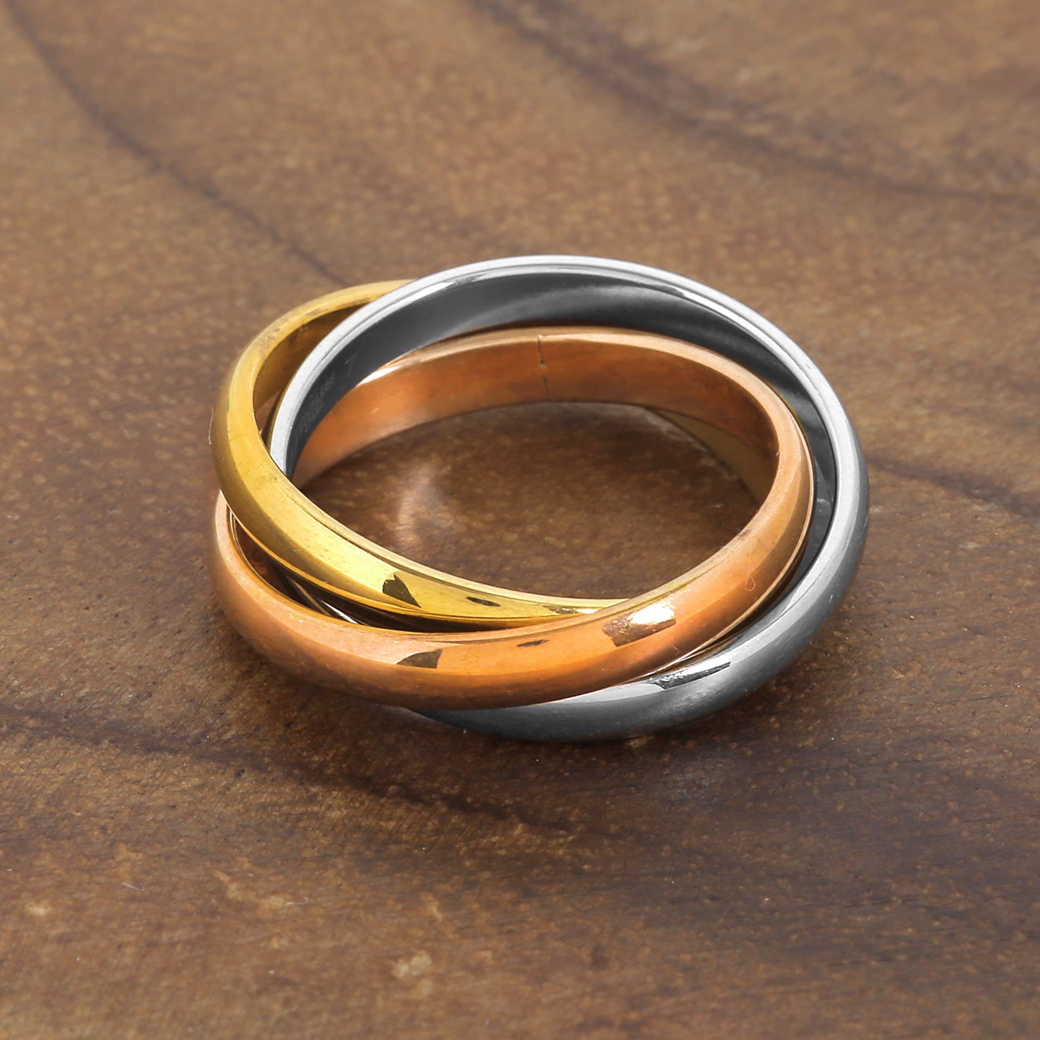 Foto 5 pulgar | Anillo West Coast Jewelry De Acero Inoxidable Tricolor Para Mujer - Venta Internacional.