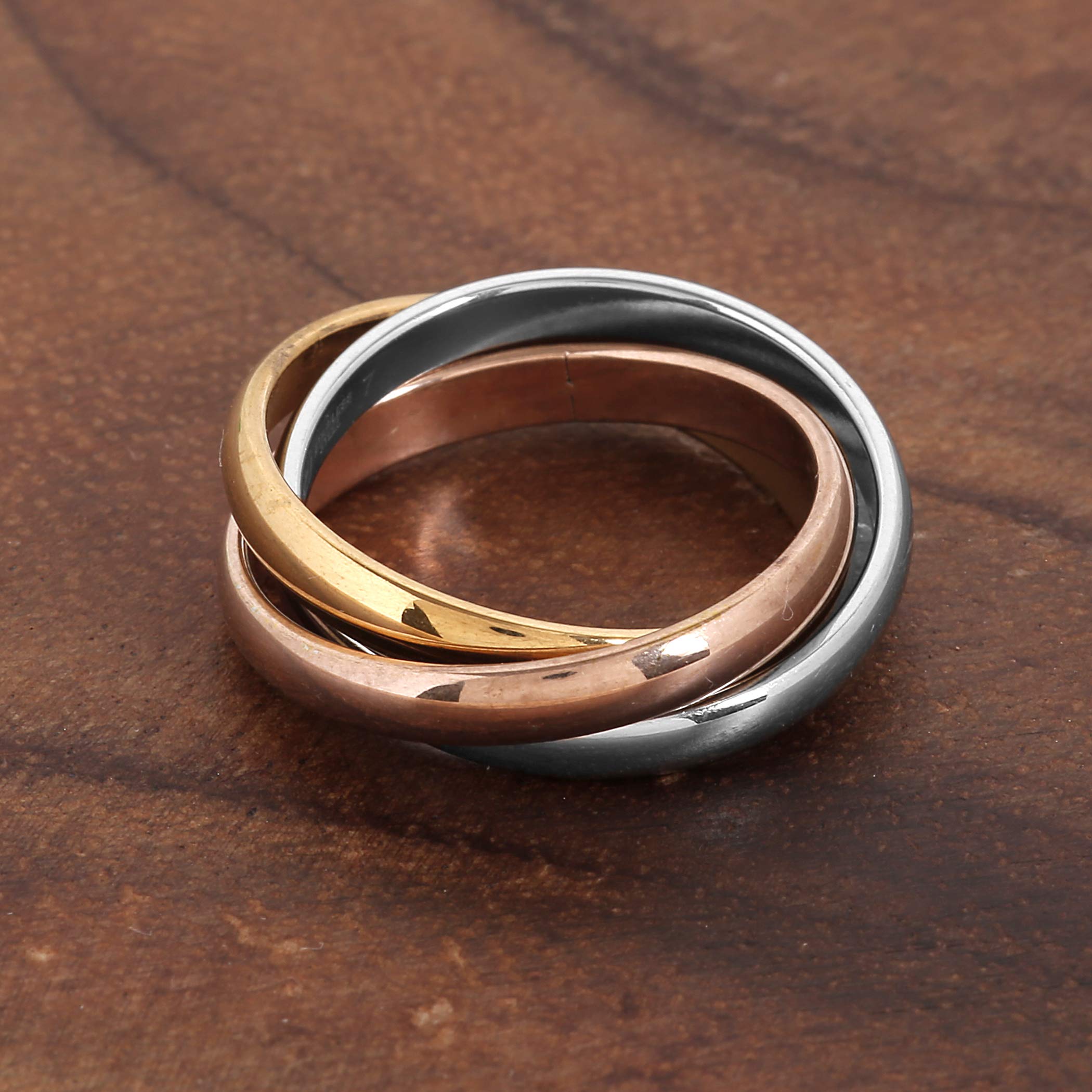 Foto 6 pulgar | Anillo West Coast Jewelry De Acero Inoxidable Tricolor Para Mujer - Venta Internacional.
