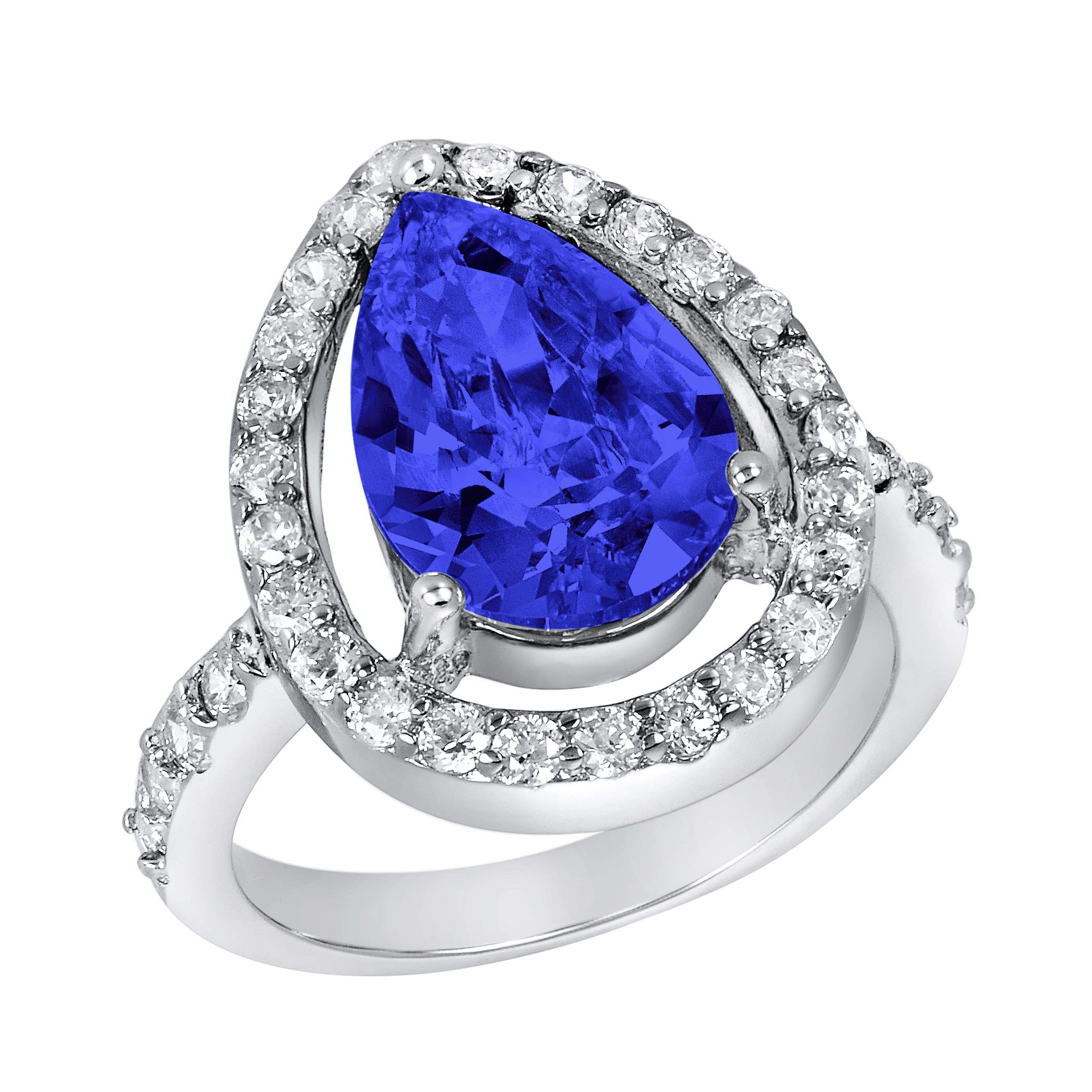 Foto 1 | Anillo De Plata De Ley Con Circonita Cúbica Azul Montana De West Coast Jewelry - Venta Internacional.
