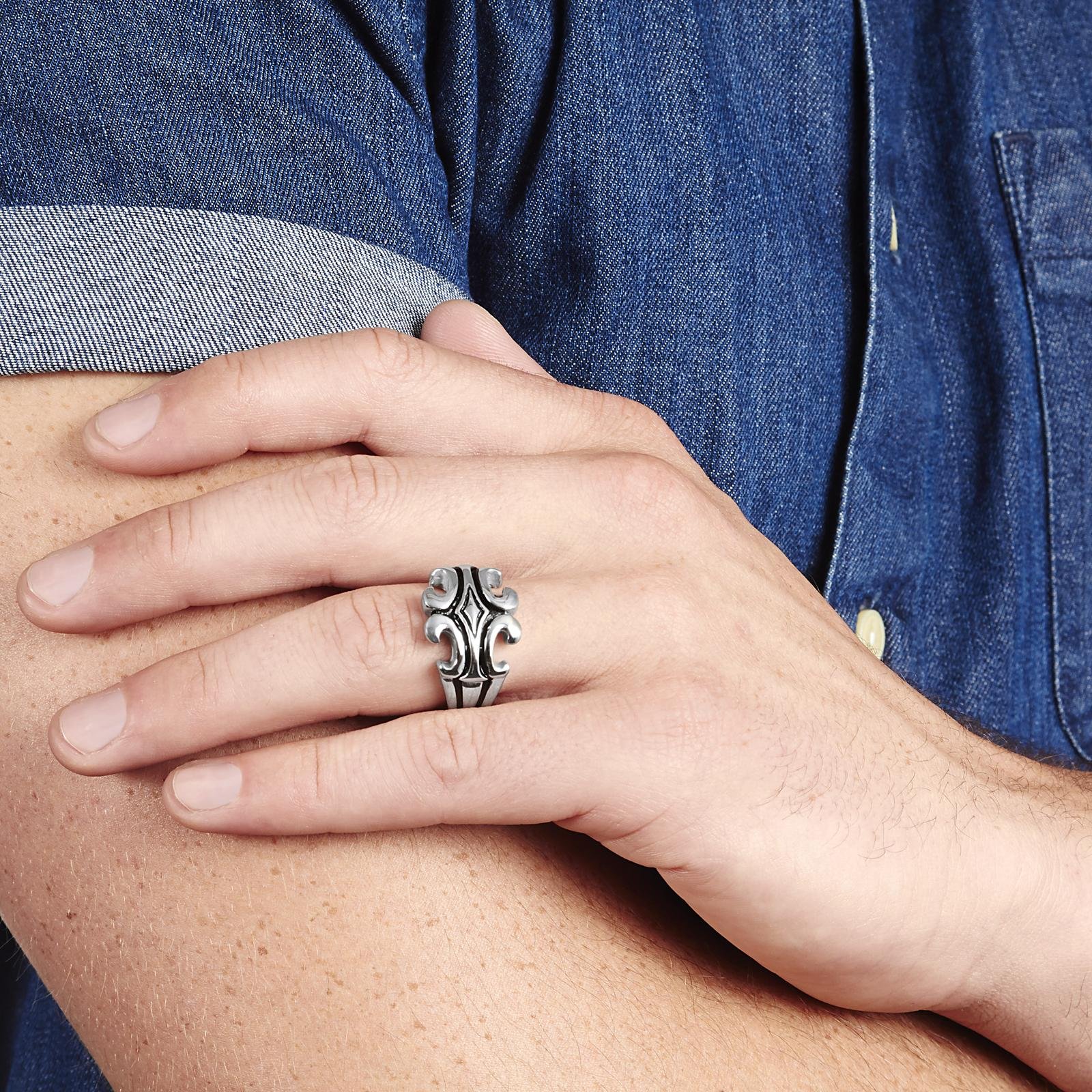 Foto 4 | Anillo West Coast Jewelry De Acero Inoxidable Con Esmalte Negro - Venta Internacional.