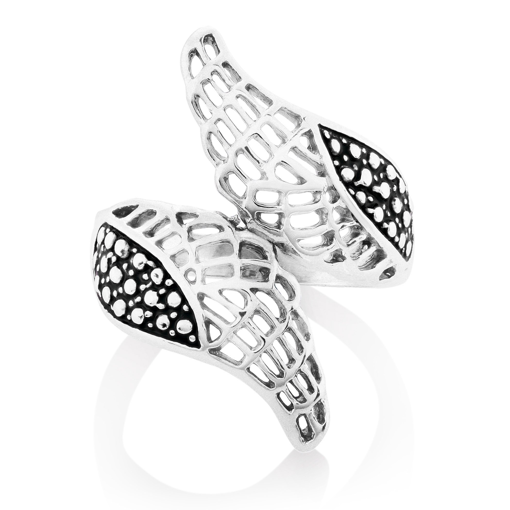 Foto 2 pulgar | Anillo West Coast Jewelry Elya Leaf Wrap De Acero Inoxidable - Venta Internacional.