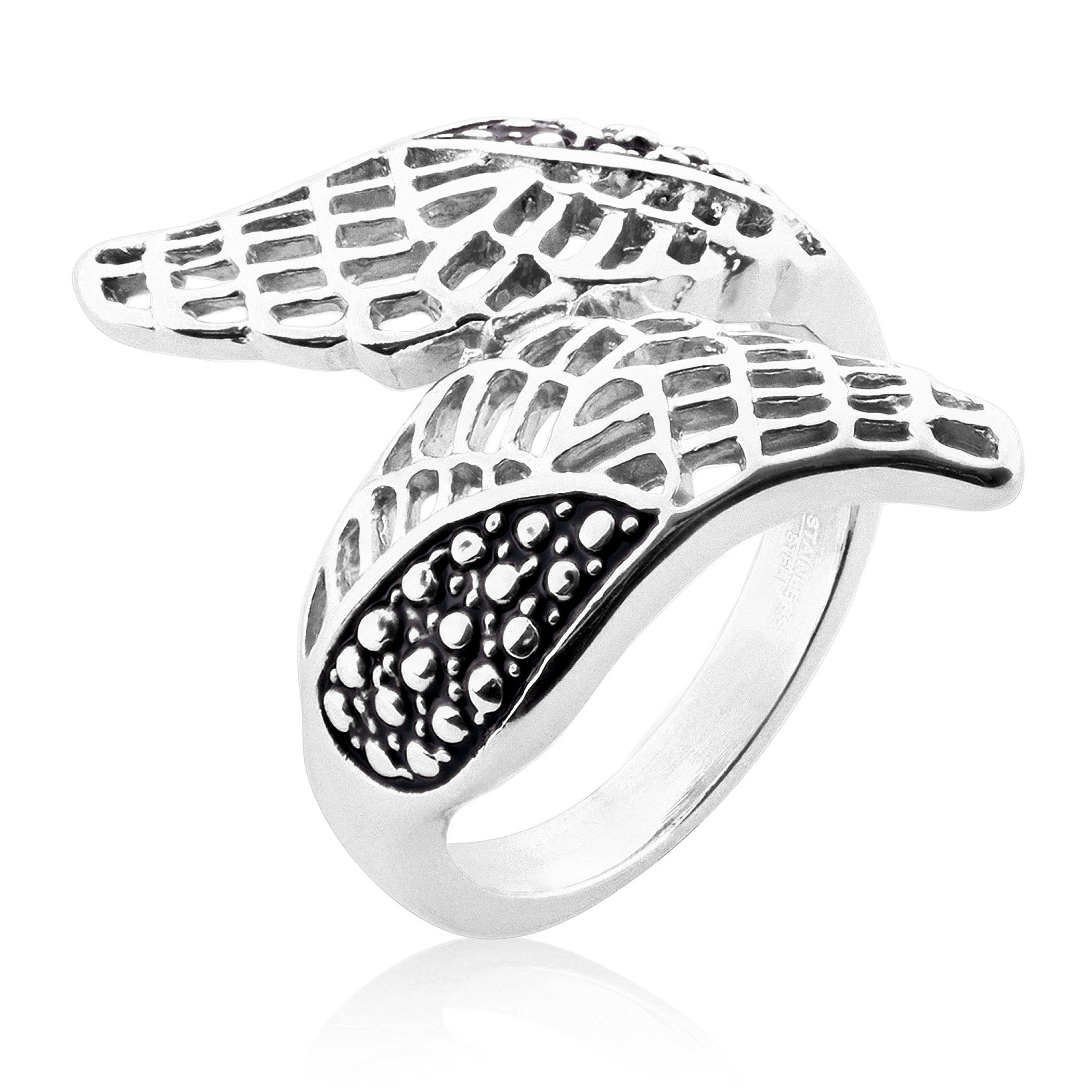 Foto 3 pulgar | Anillo West Coast Jewelry Elya Leaf Wrap De Acero Inoxidable - Venta Internacional.