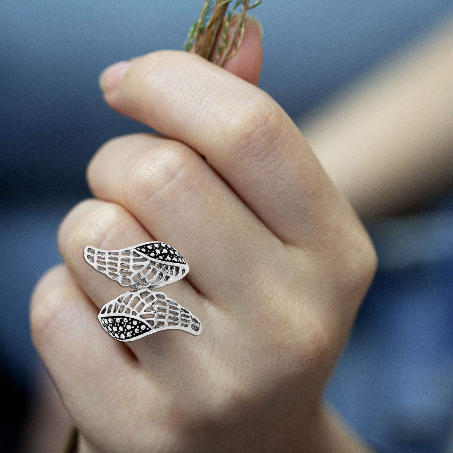 Foto 4 | Anillo West Coast Jewelry Elya Leaf Wrap De Acero Inoxidable - Venta Internacional.