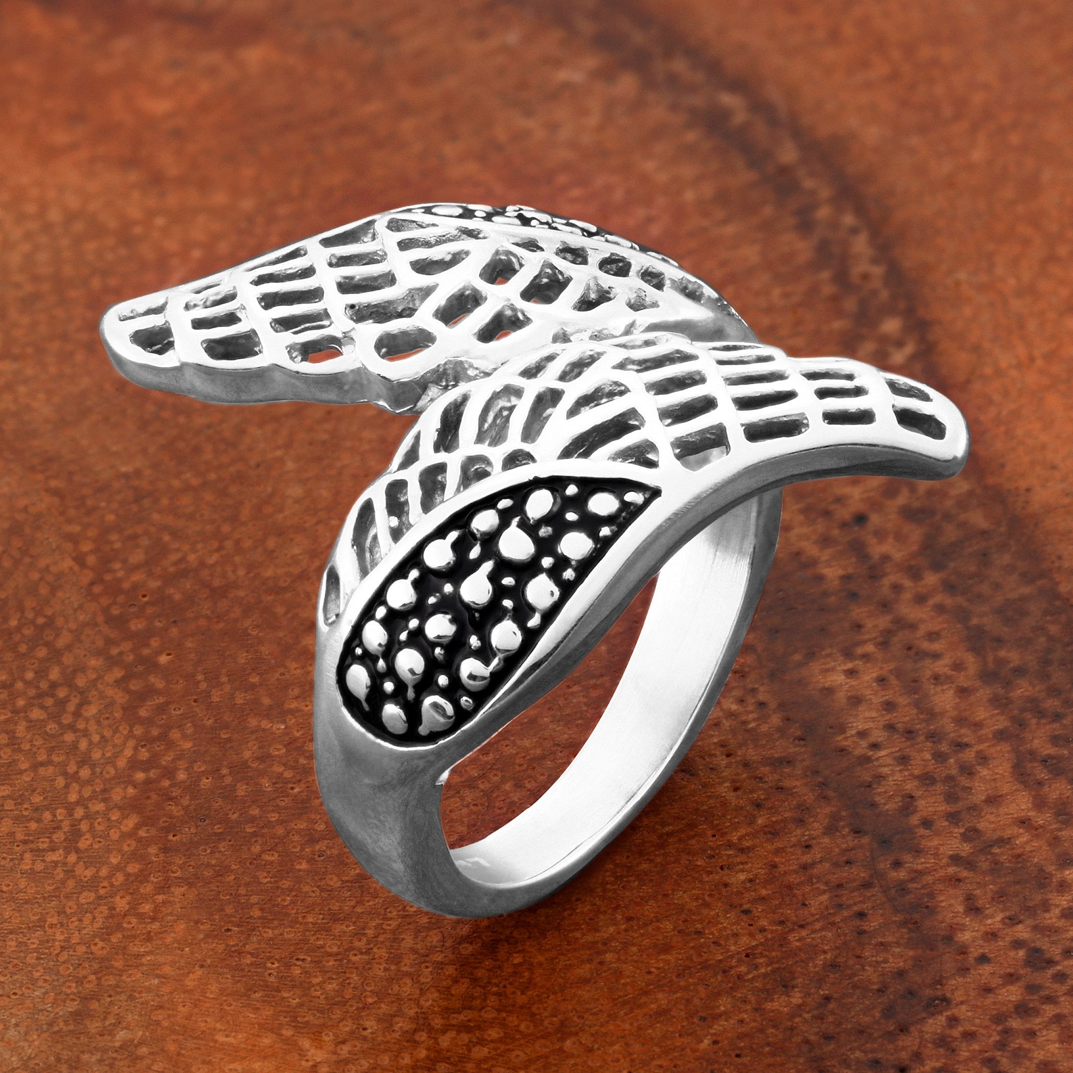 Foto 6 pulgar | Anillo West Coast Jewelry Elya Leaf Wrap De Acero Inoxidable - Venta Internacional.