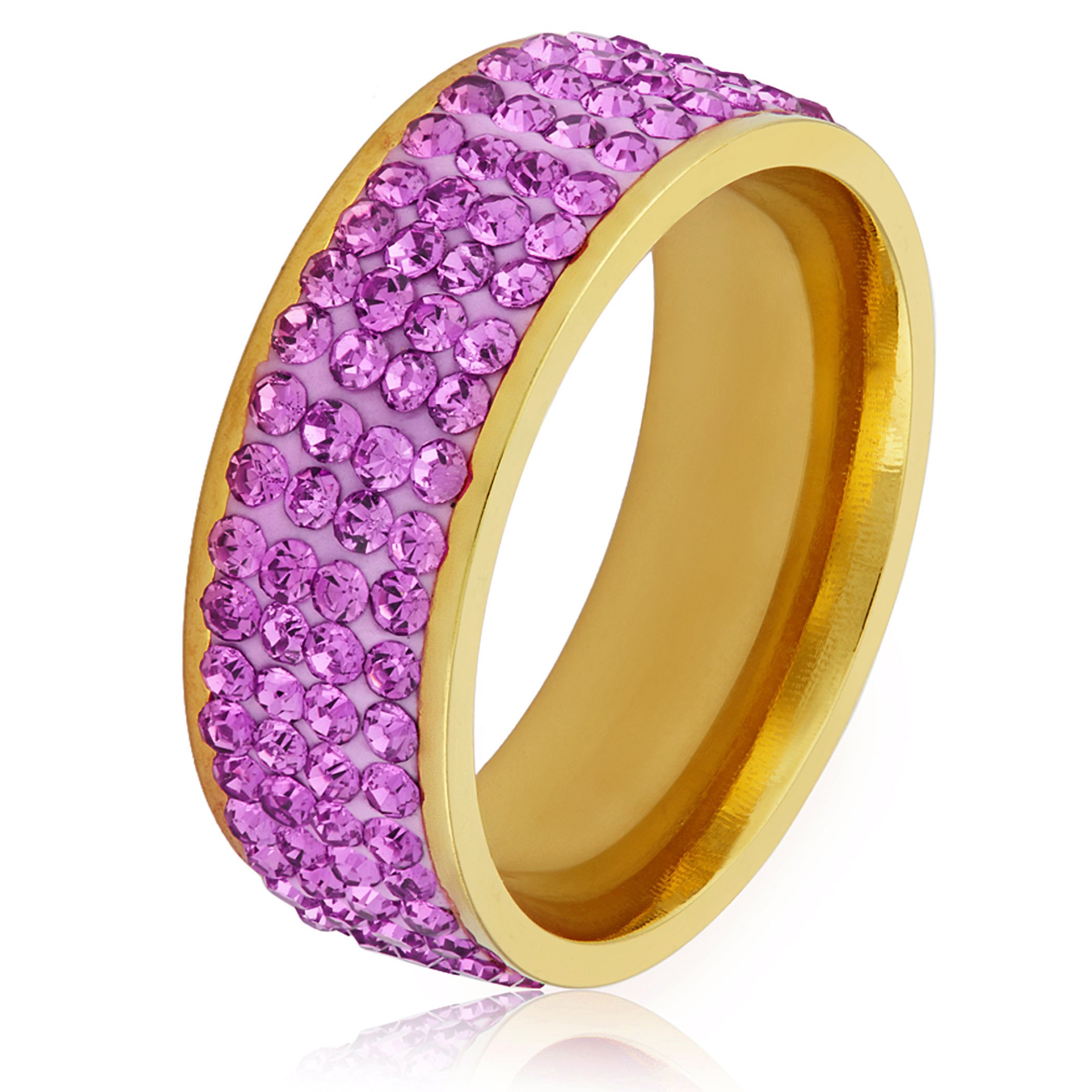 Foto 1 | Anillo West Coast Jewelry Elya De Acero Chapado En Oro Para Mujer - Venta Internacional.