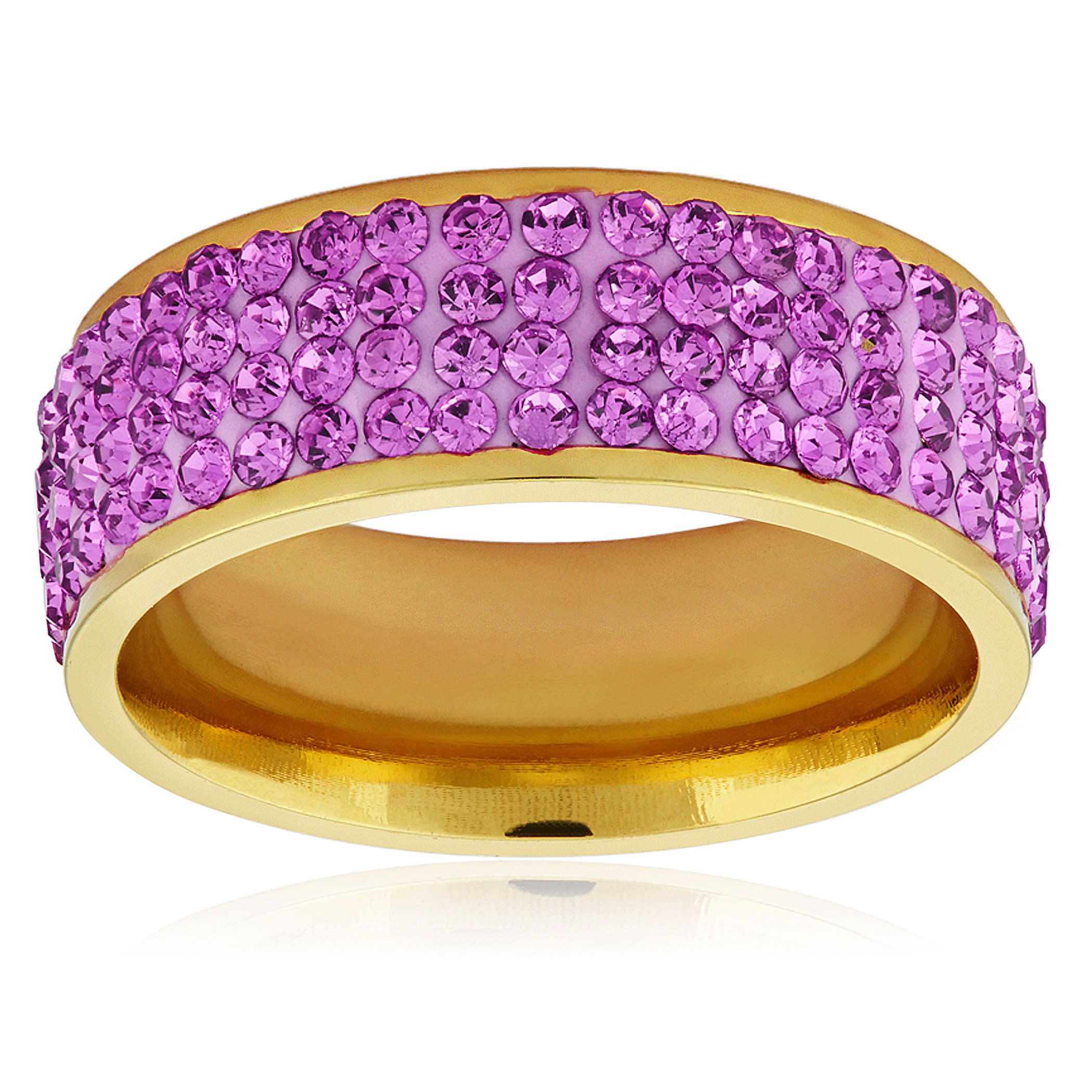Foto 2 | Anillo West Coast Jewelry Elya De Acero Chapado En Oro Para Mujer - Venta Internacional.