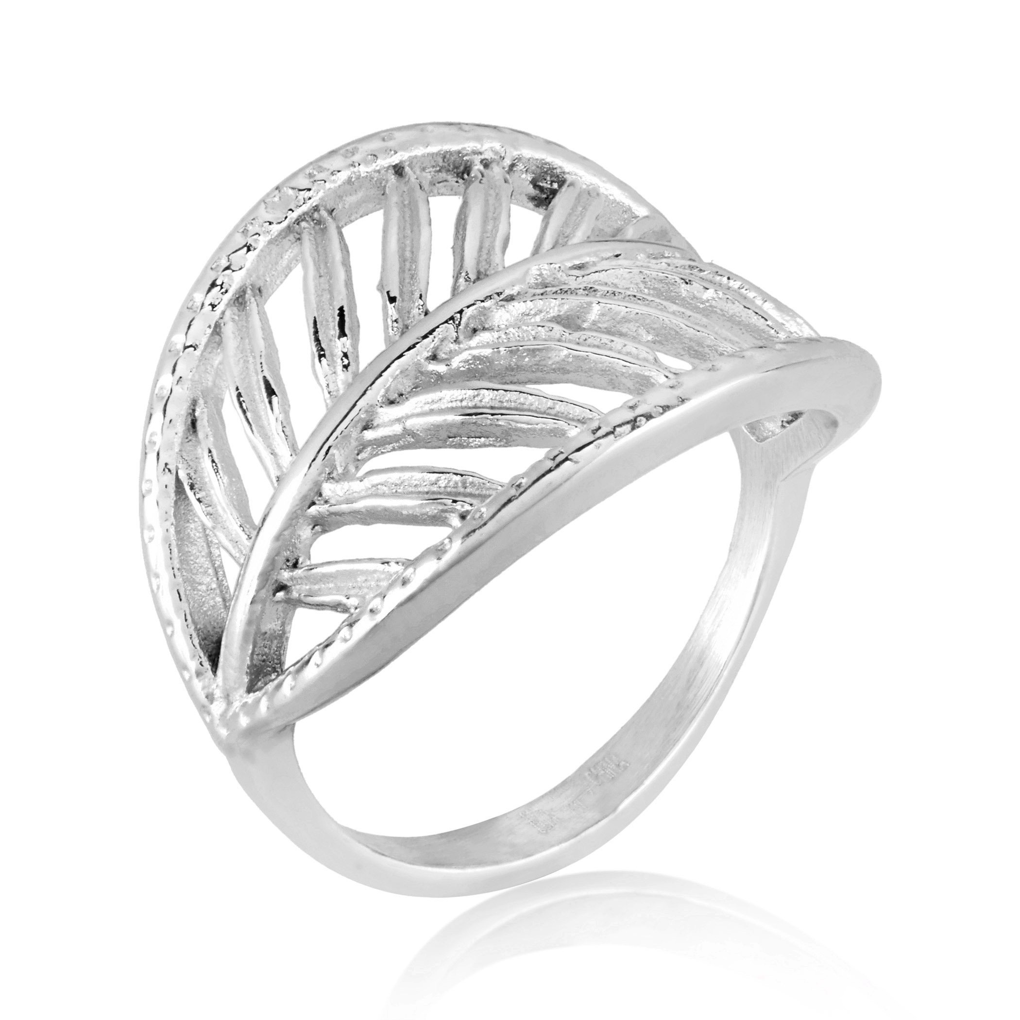 Foto 1 | Anillo West Coast Jewelry Elya De Hoja Abierta De Acero Inoxidable De 16 Mm - Venta Internacional.