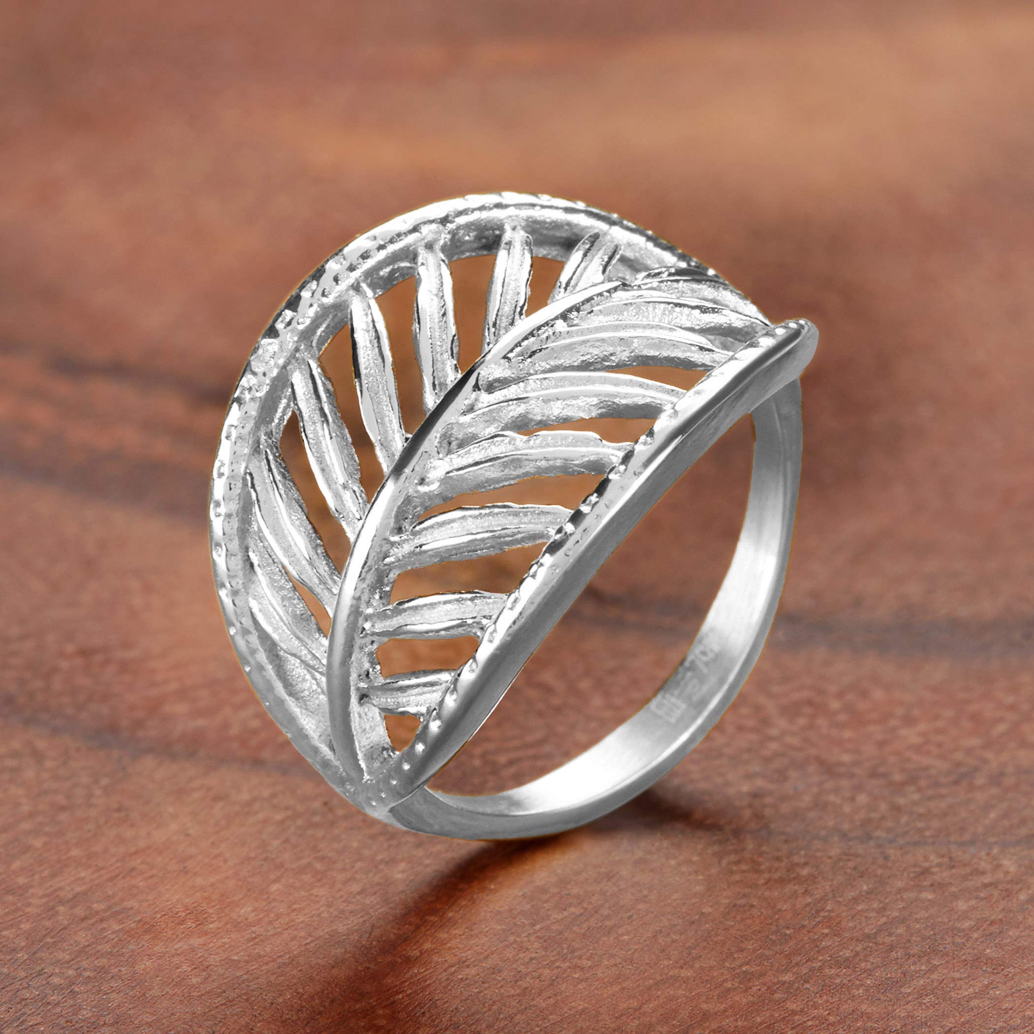 Foto 4 | Anillo West Coast Jewelry Elya De Hoja Abierta De Acero Inoxidable De 16 Mm - Venta Internacional.
