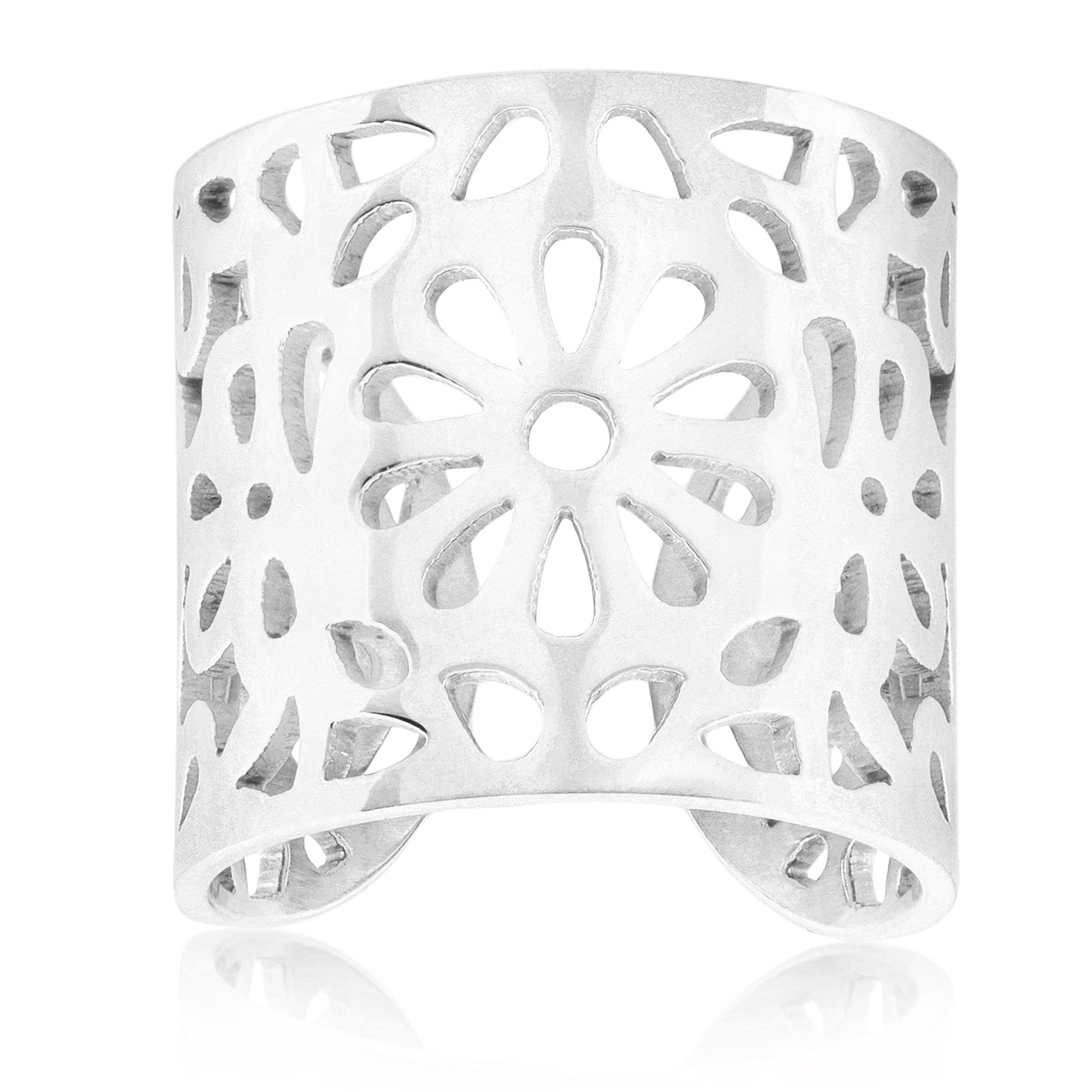 Anillo West Coast Jewelry Elya Floral Brazalete De Acero Inoxidable - Venta Internacional. $479