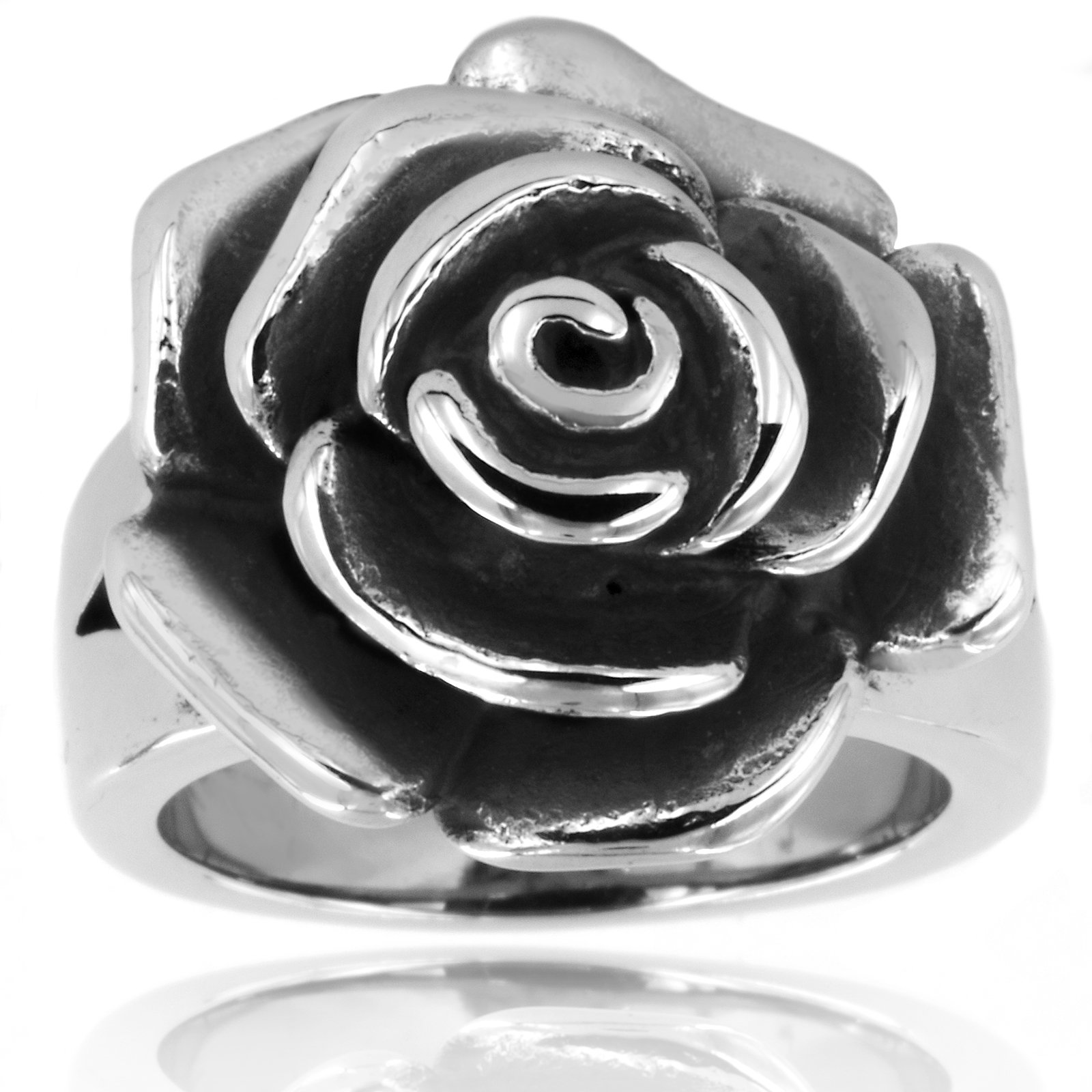 Foto 5 pulgar | Anillo West Coast Jewelry Elya De Acero Inoxidable Con Forma De Rosa, Tamaño 6 - Venta Internacional.
