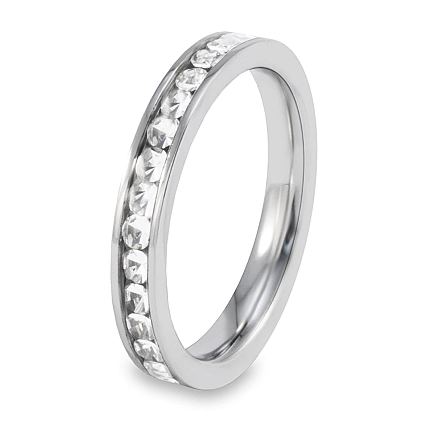 Anillo West Coast Jewelry Elya De Acero Inoxidable Con Circonita De 2,5 Mm - Venta Internacional. $459