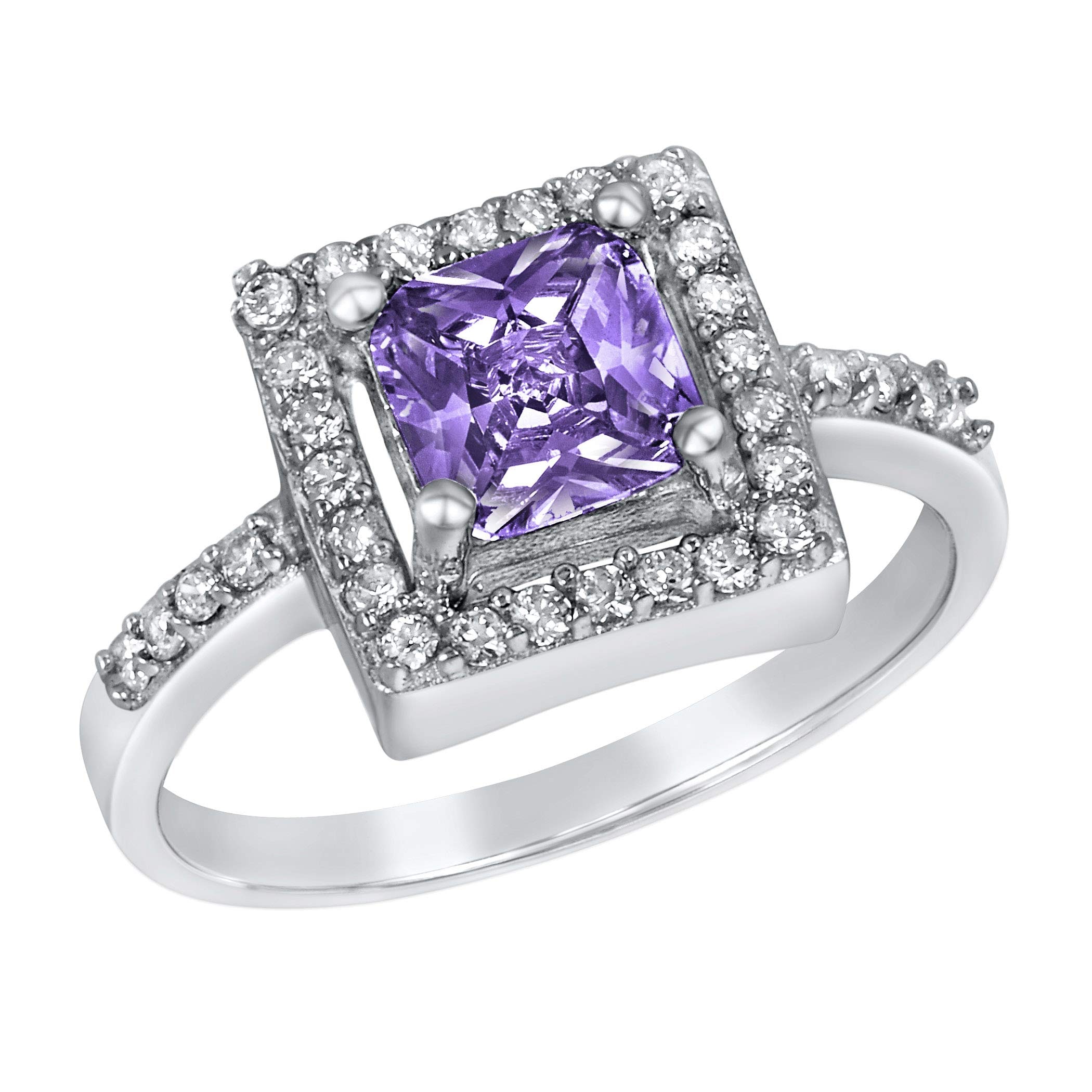 Anillo West Coast Jewelry De Plata De Ley Con Amatista Púrpura Con Circonita Cúbica - Venta Internacional. $726