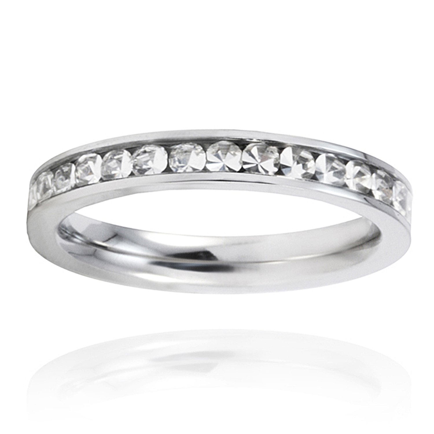Foto 4 pulgar | Anillo De Eternidad West Coast Jewelry Elya De Acero Inoxidable Con Circonita Cúbica - Venta Internacional.