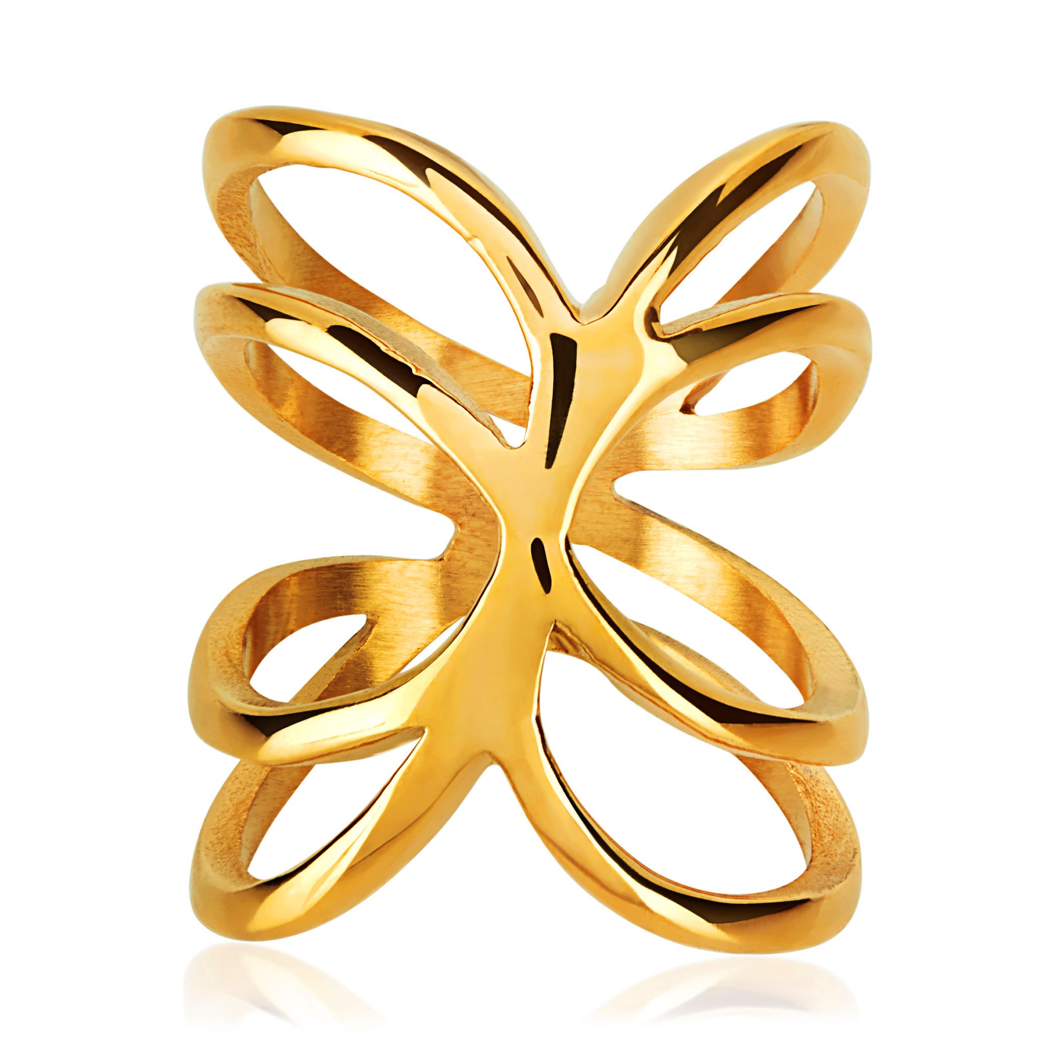 Foto 2 pulgar | Anillo West Coast Jewelry Elya De Acero Inoxidable Chapado En Oro - Venta Internacional.