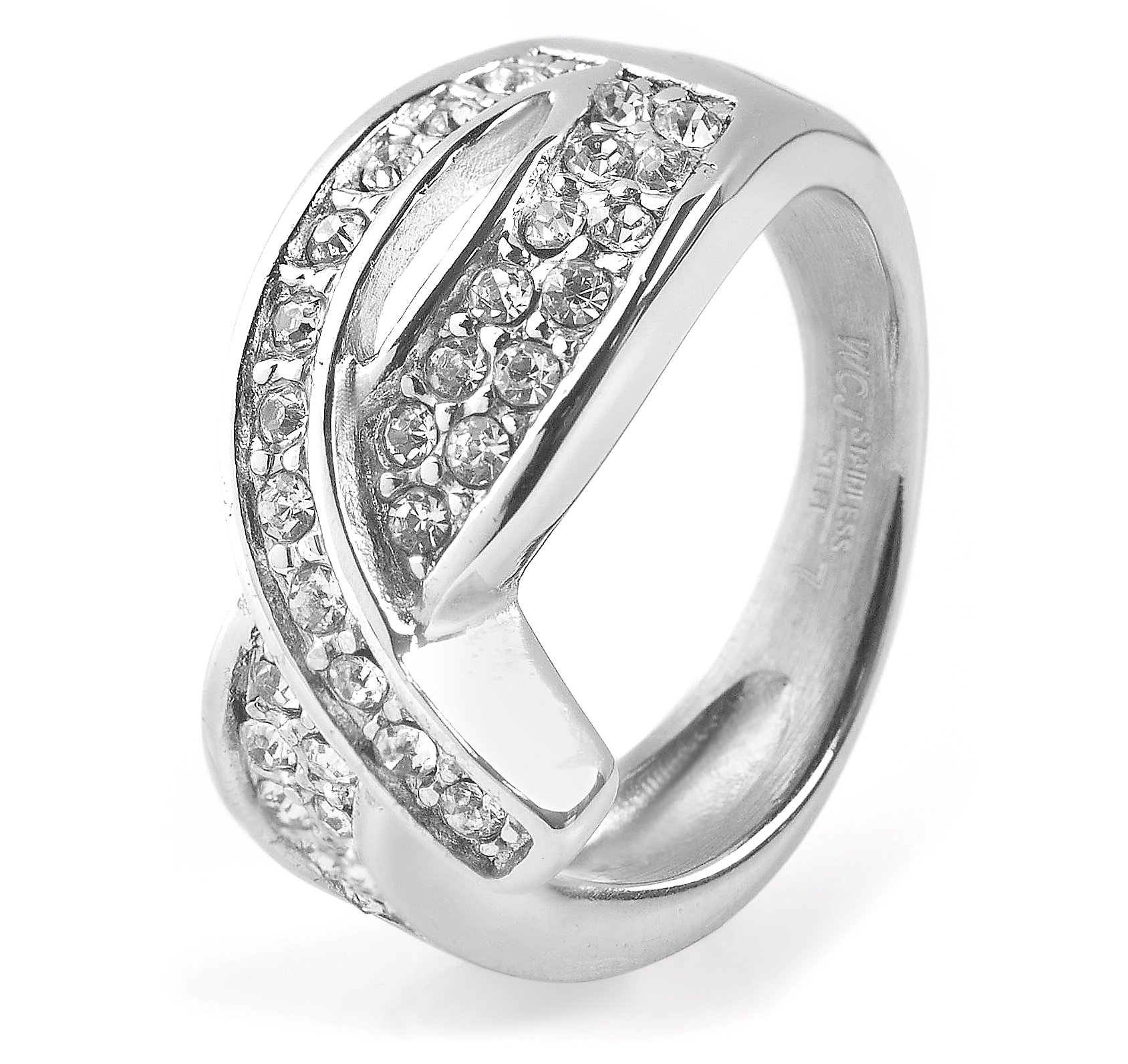 Foto 1 | Anillo West Coast Jewelry Elya De Acero Inoxidable Con Circonita Cúbica - Venta Internacional.