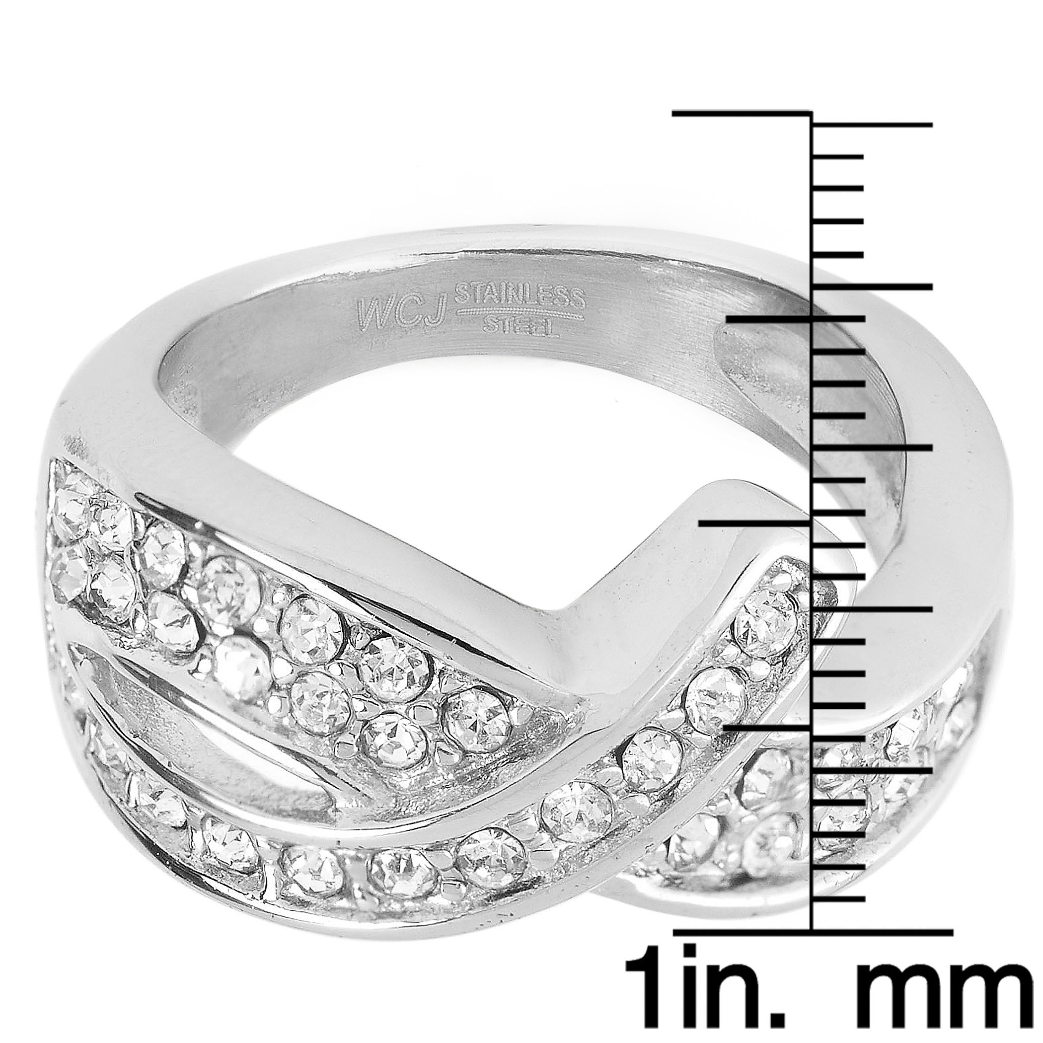 Foto 4 pulgar | Anillo West Coast Jewelry Elya De Acero Inoxidable Con Circonita Cúbica - Venta Internacional.