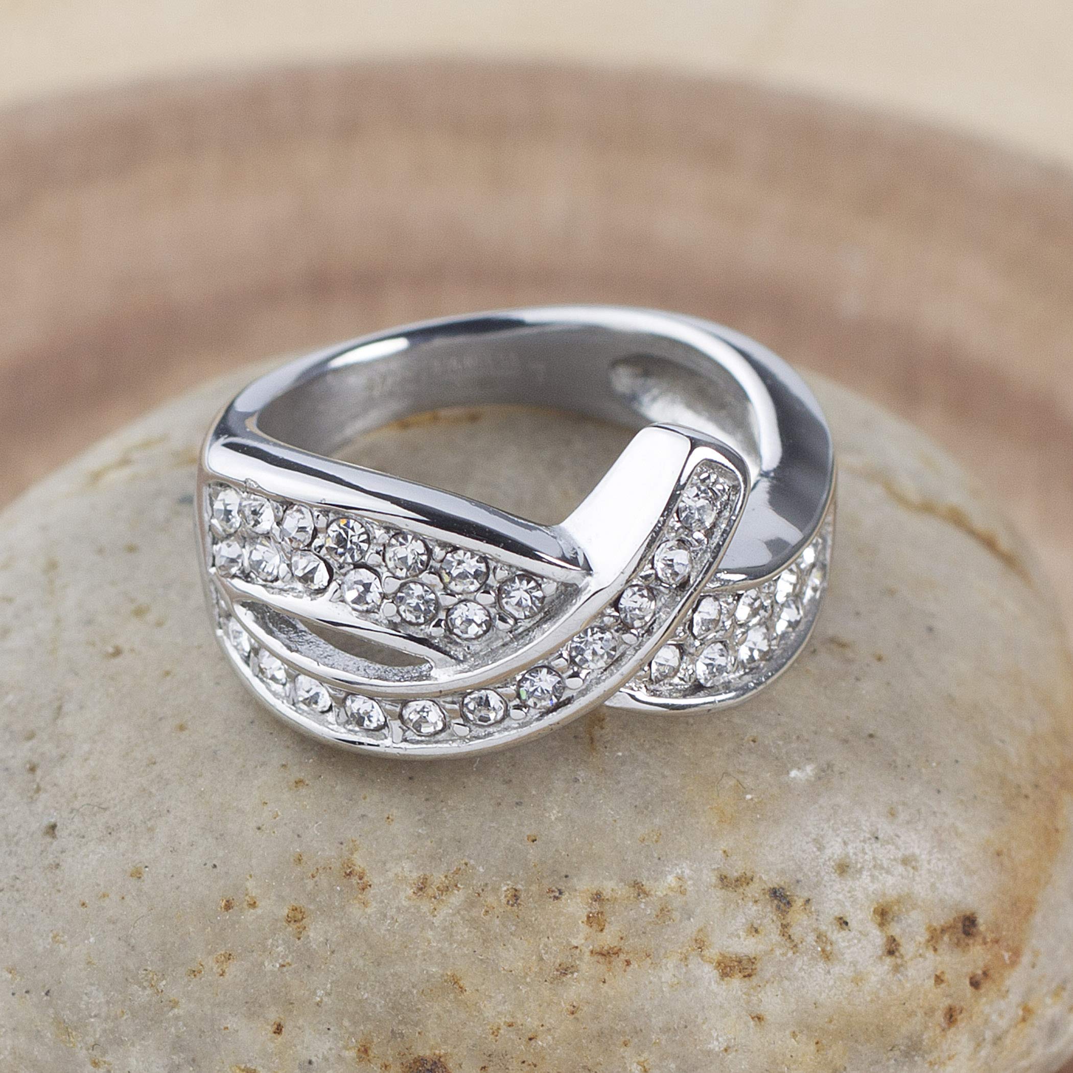 Foto 4 | Anillo West Coast Jewelry Elya De Acero Inoxidable Con Circonita Cúbica - Venta Internacional.