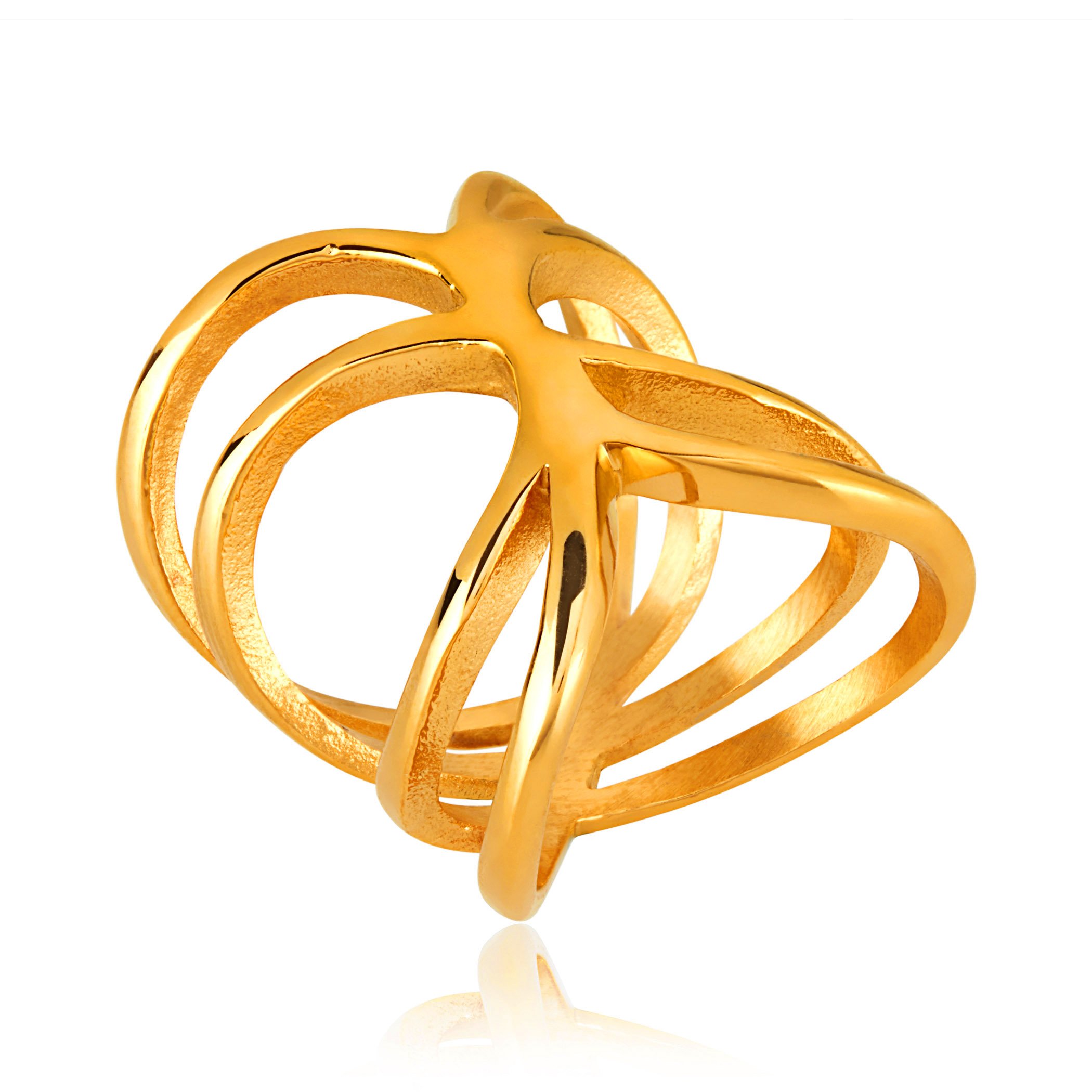 Foto 3 pulgar | Anillo West Coast Jewelry Elya De Acero Inoxidable Chapado En Oro - Venta Internacional.