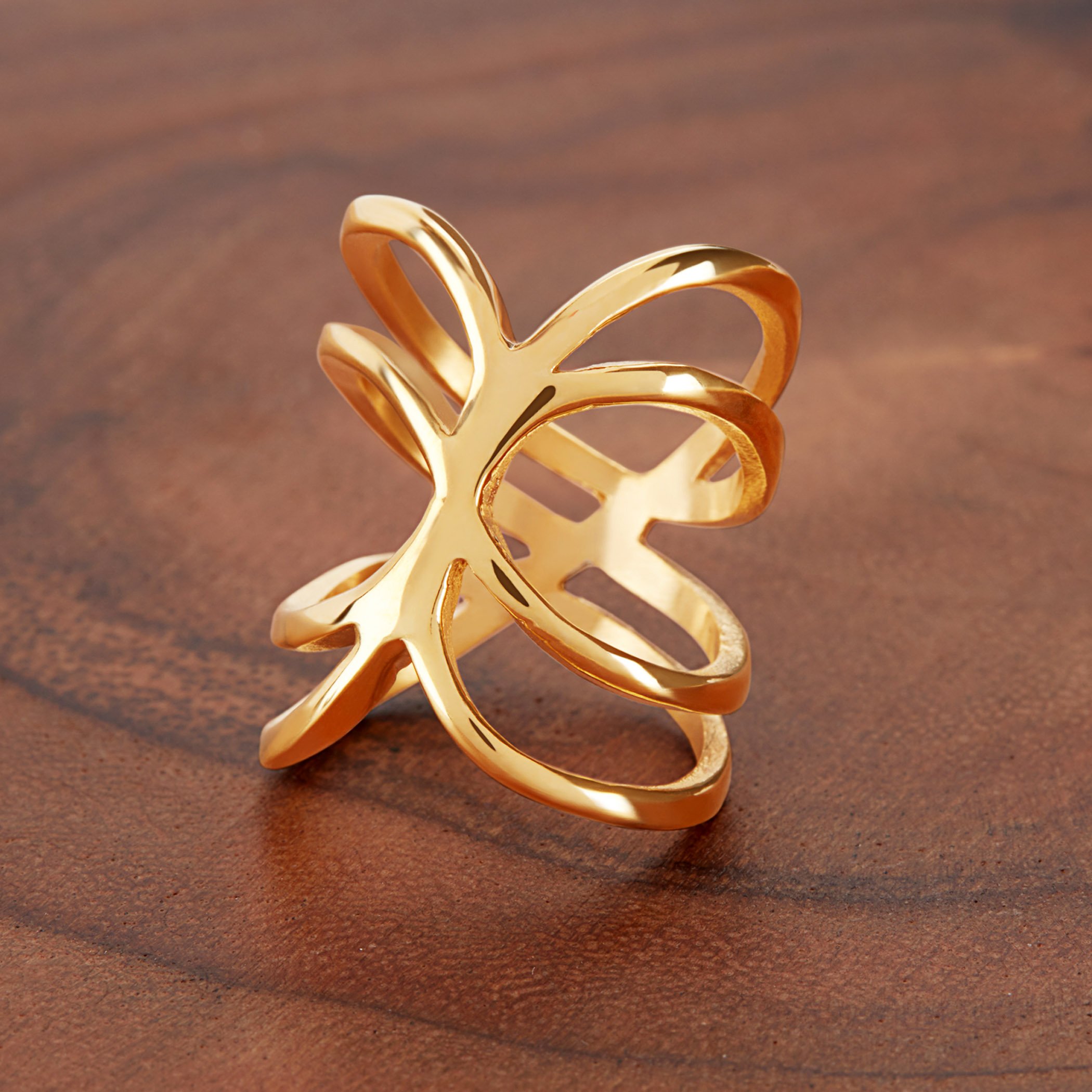 Foto 5 pulgar | Anillo West Coast Jewelry Elya De Acero Inoxidable Chapado En Oro - Venta Internacional.
