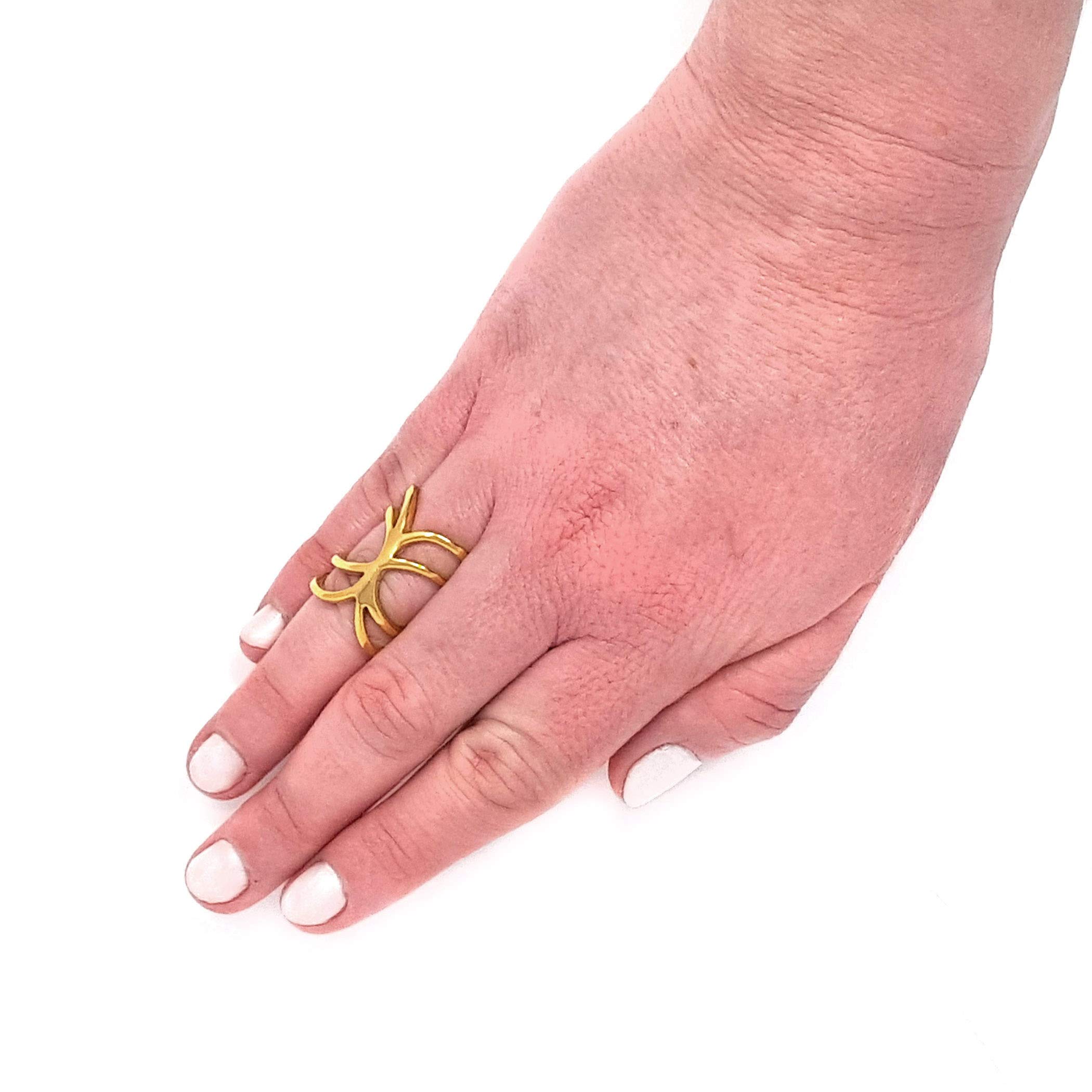 Foto 6 pulgar | Anillo West Coast Jewelry Elya De Acero Inoxidable Chapado En Oro - Venta Internacional.