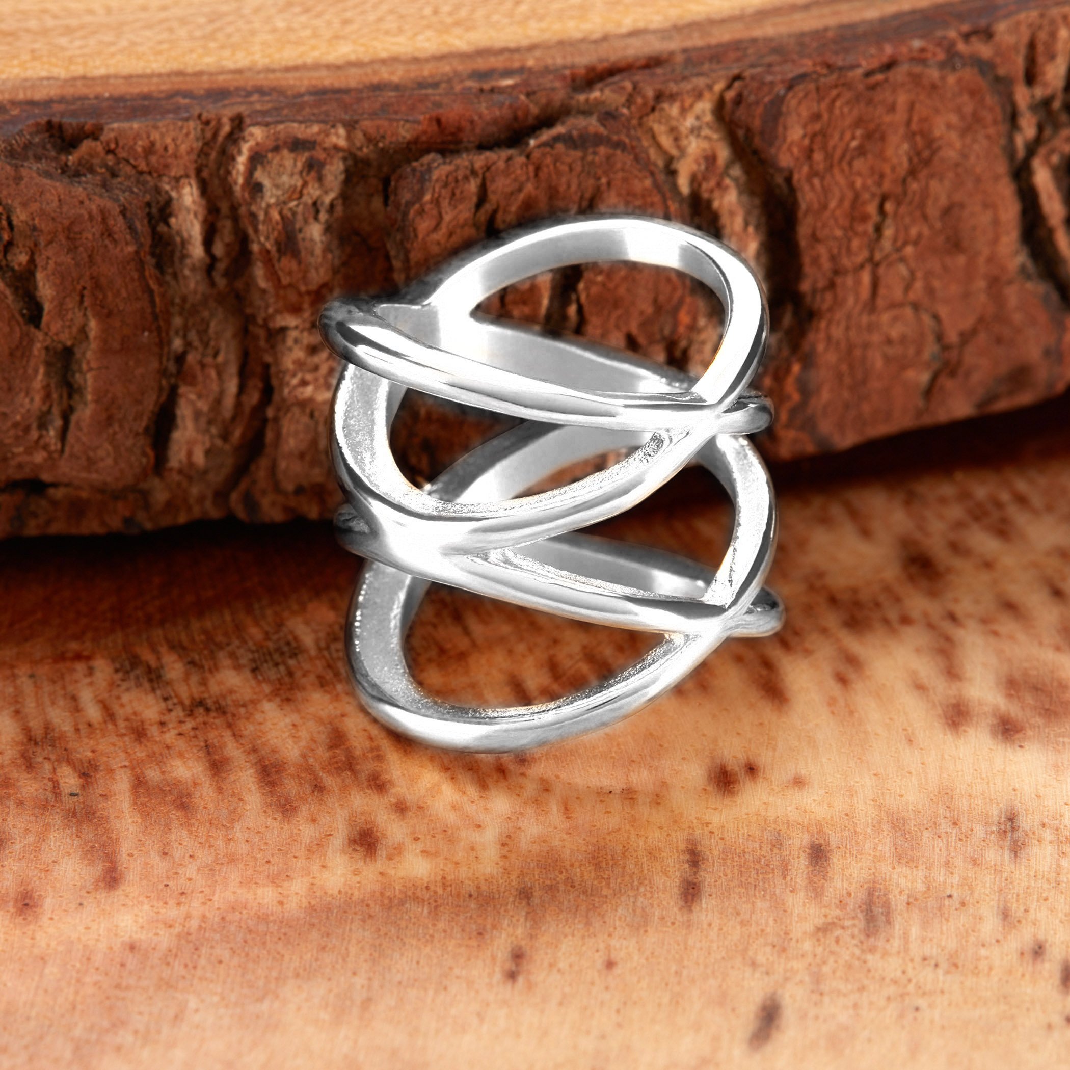 Foto 4 | Anillo West Coast Jewelry Elya Split Crisscross Orbit 22 Mm - Venta Internacional.