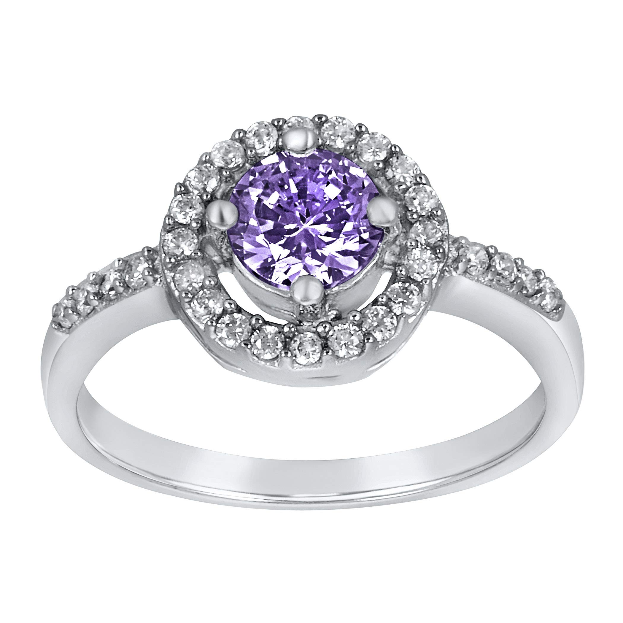 Foto 2 | Anillo De Plata De Ley Con Amatista Con Circonita Cúbica De West Coast Jewelry - Venta Internacional.