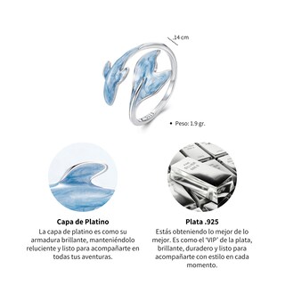 Foto 6 | Anillo Chulada, Delfín De Plata .925 Con Chapa De Platino, Se Pude Mojar