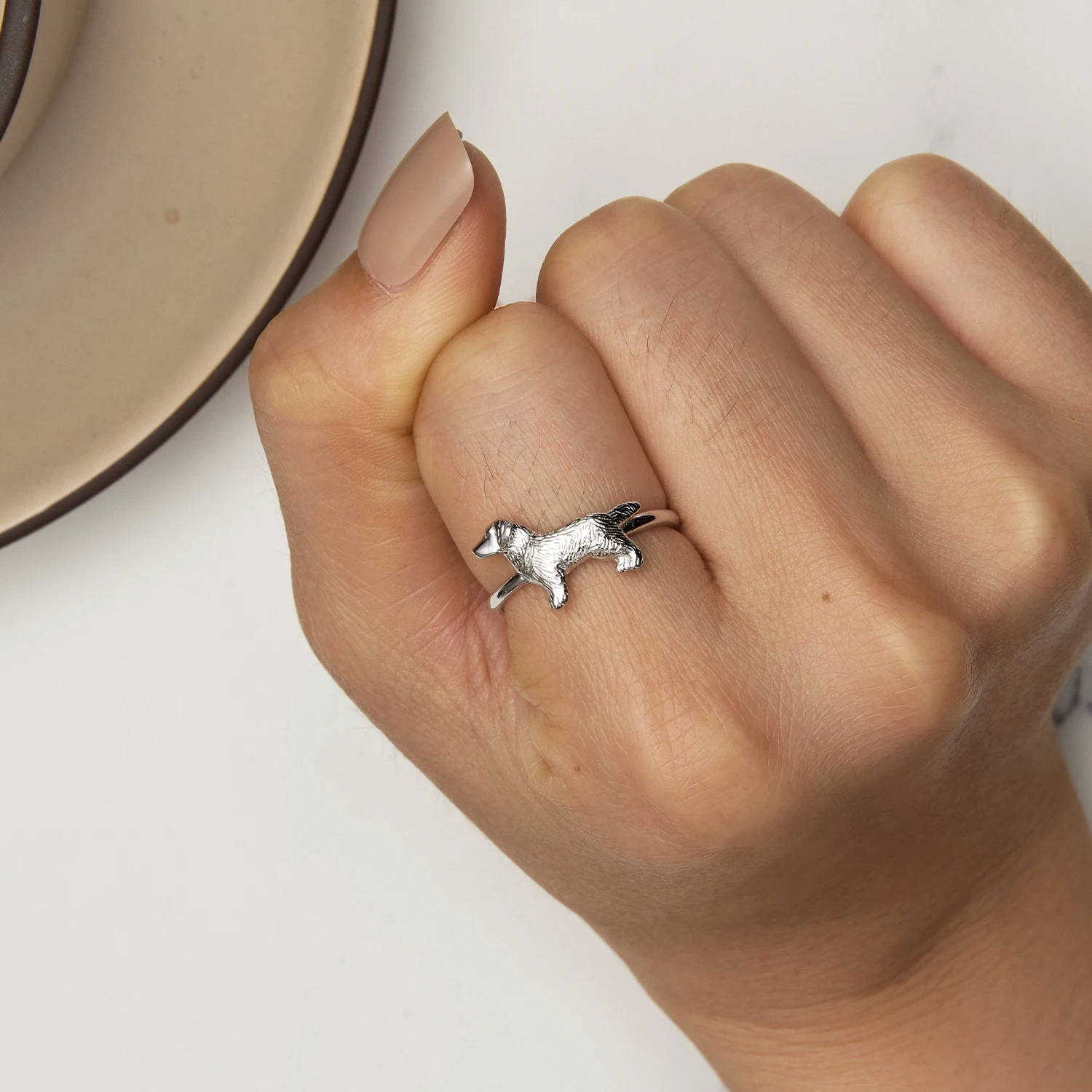 Foto 2 | Anillo Chulada, Perro Labrador De Plata .925 Con Chapa De Platino, Se Pude Mojar