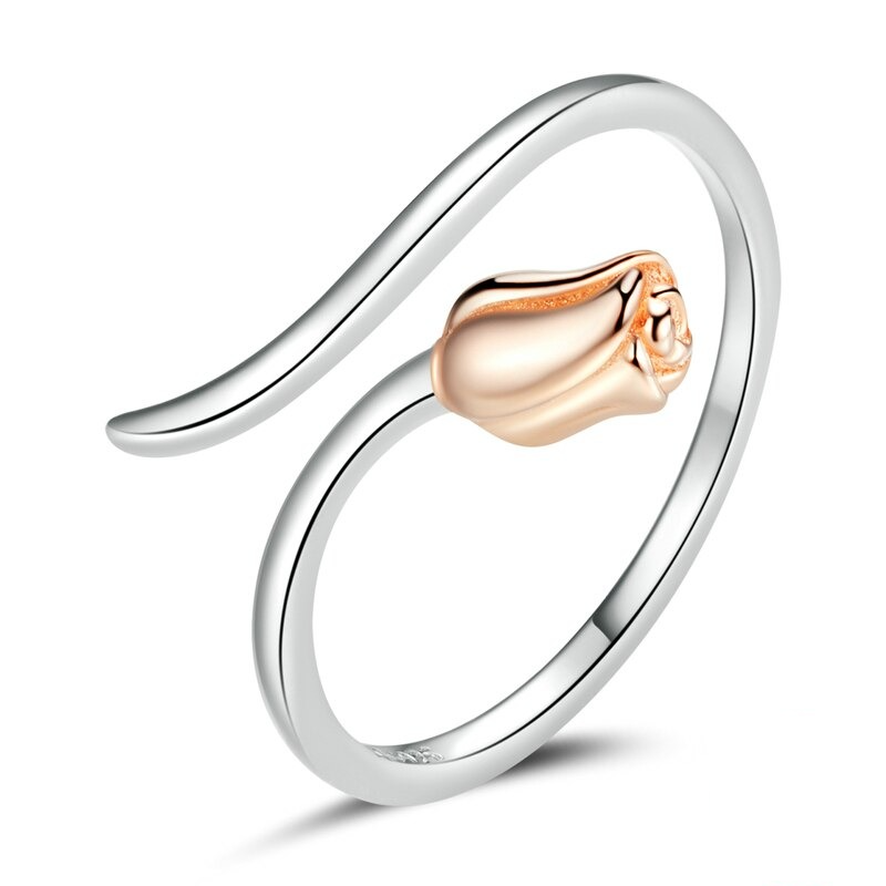 Anillo Chulada, Rosa Flor De Plata .925 Con Chapa De Platino, Se Pude Mojar