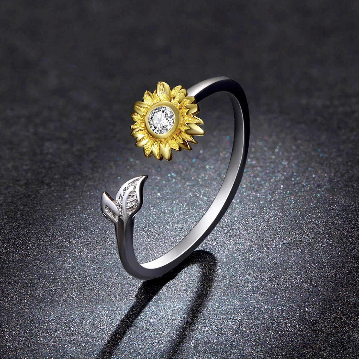 Foto 4 | Anillo Chulada, Flor Girasol De Plata .925 Con Chapa De Platino, Se Pude Mojar