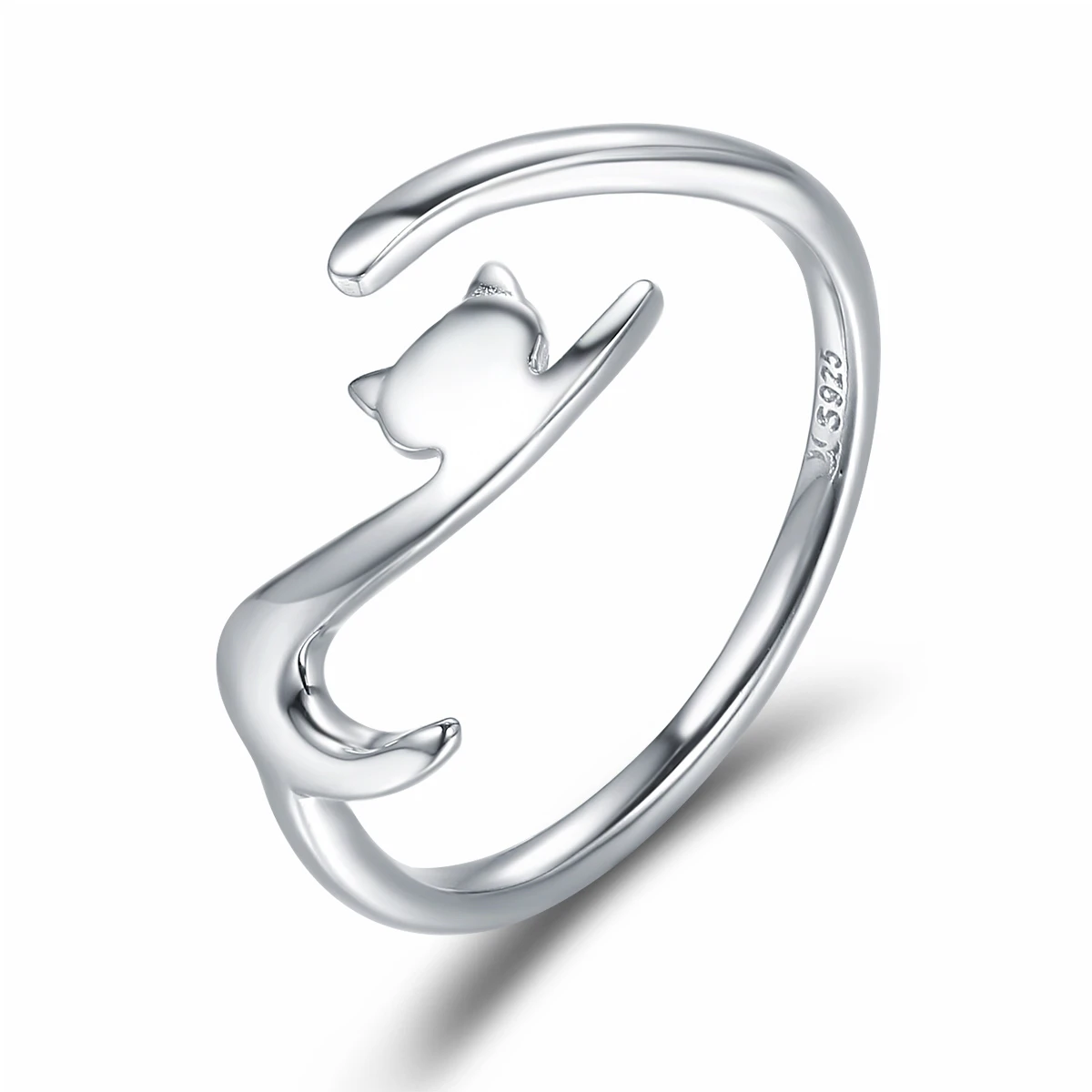 Foto 2 pulgar | Anillo Chulada, Gato Estirando De Plata .925 Con Chapa De Platino, Se Pude Mojar